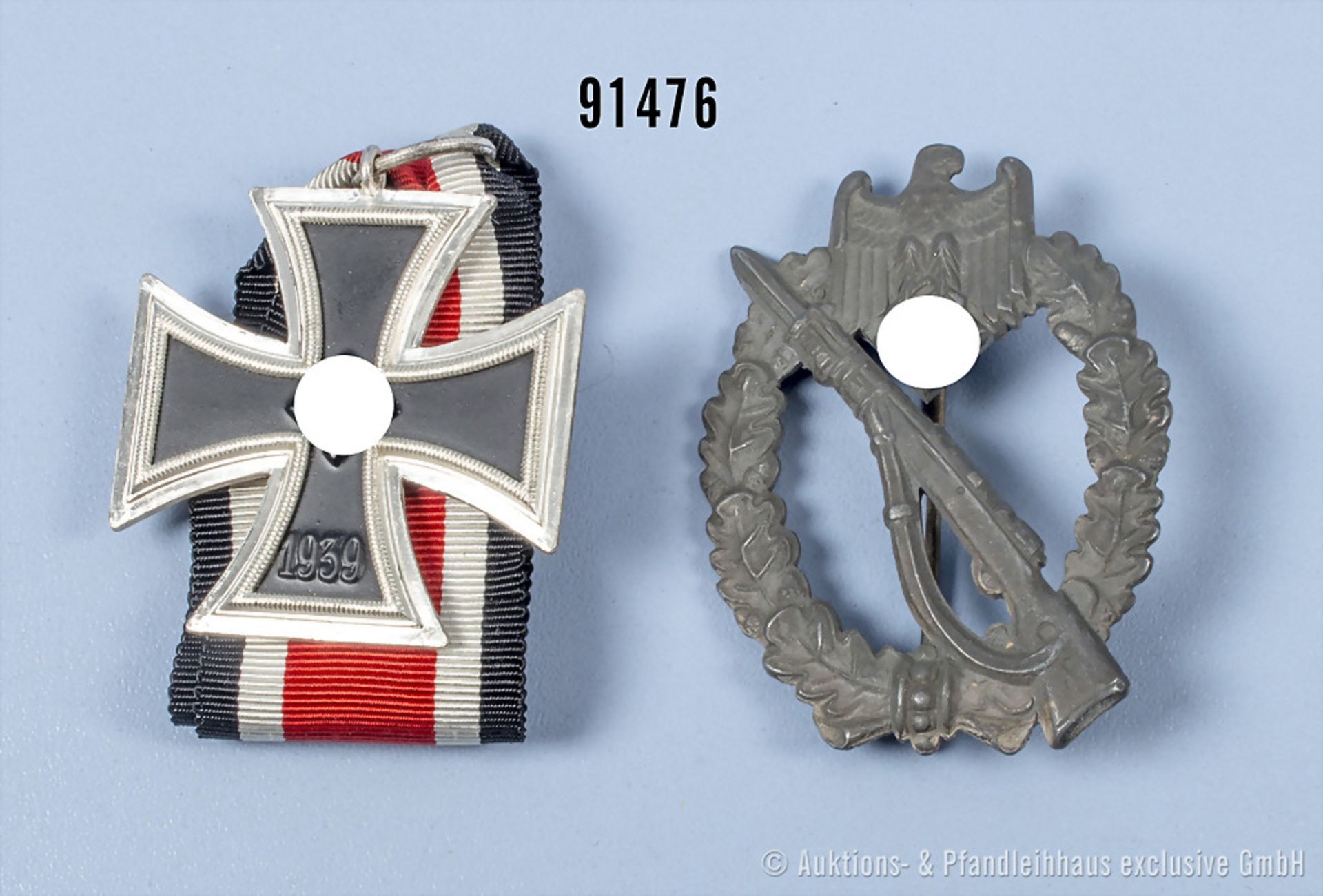 Konv. EK 2 1939, Hersteller "40" im Bandring und Infanterie-Sturmabzeichen in Silber, ...