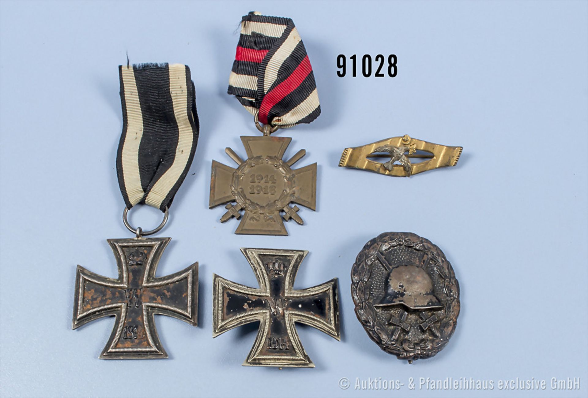 Konv. EK 2 und EK 1 1914, VWA in Schwarz und EKF, sowie patriotische Brosche, gemischter ...