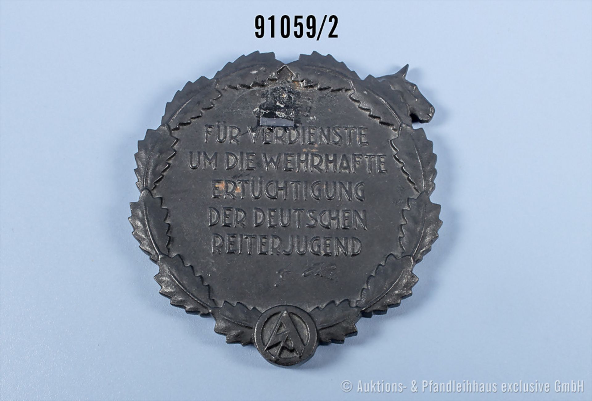 SA-Plakette "Für Verdienste um die wehrhafte Ertüchtigung der deutschen Reiterjugend", ... - Bild 2 aus 2