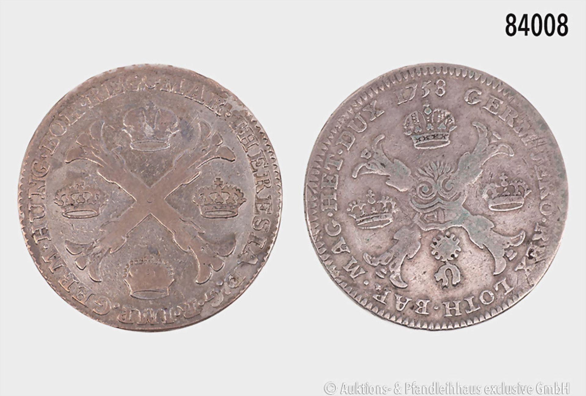 Konv. 2 Kronentaler (1758 und 1770), teilweise mit kleinen Fehlern, fast sehr schön-sehr ...