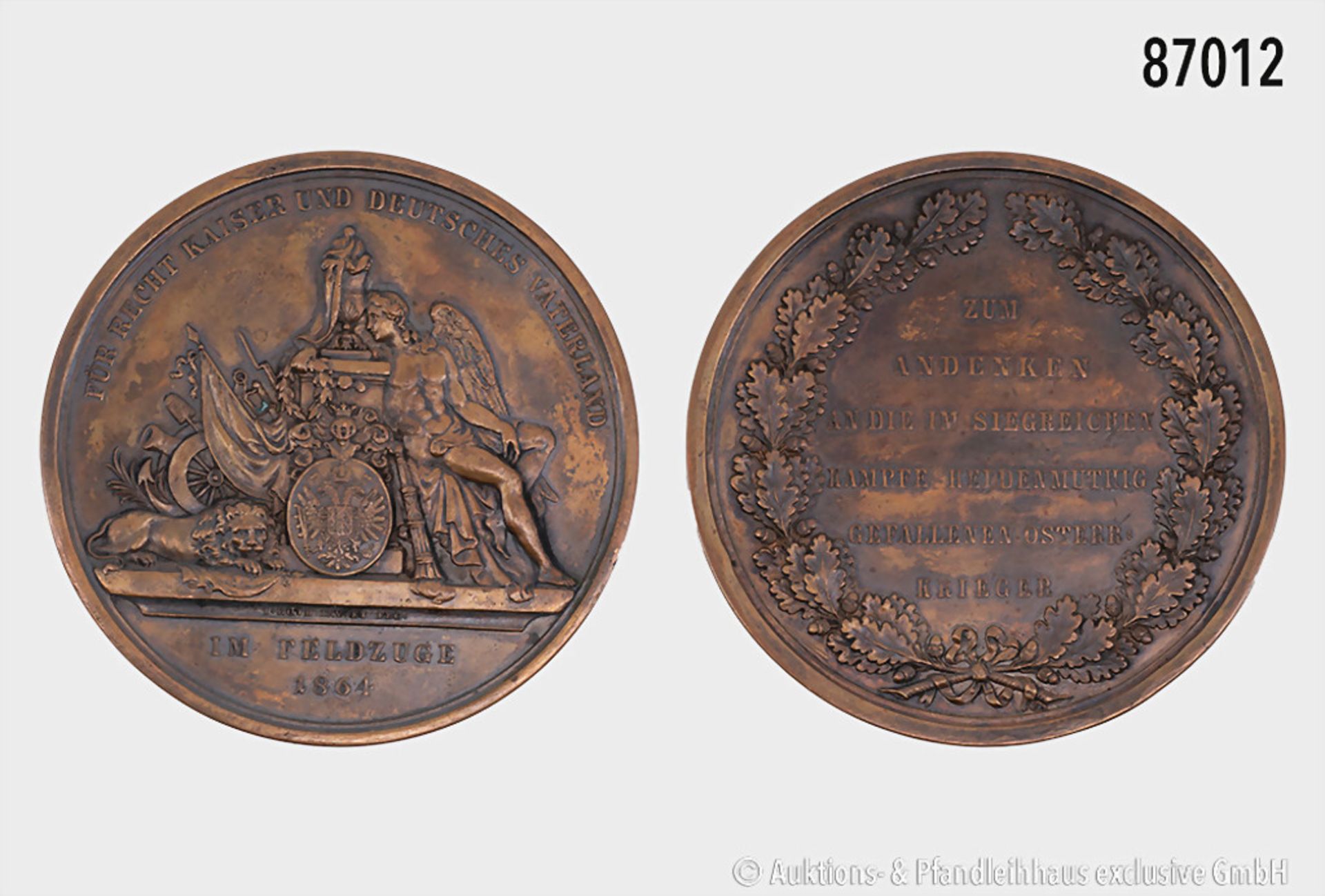Österreich, Medaille 1864, von Roth, auf die siegreichen Kämpfer im Feldzug, 125 g, 70 ...