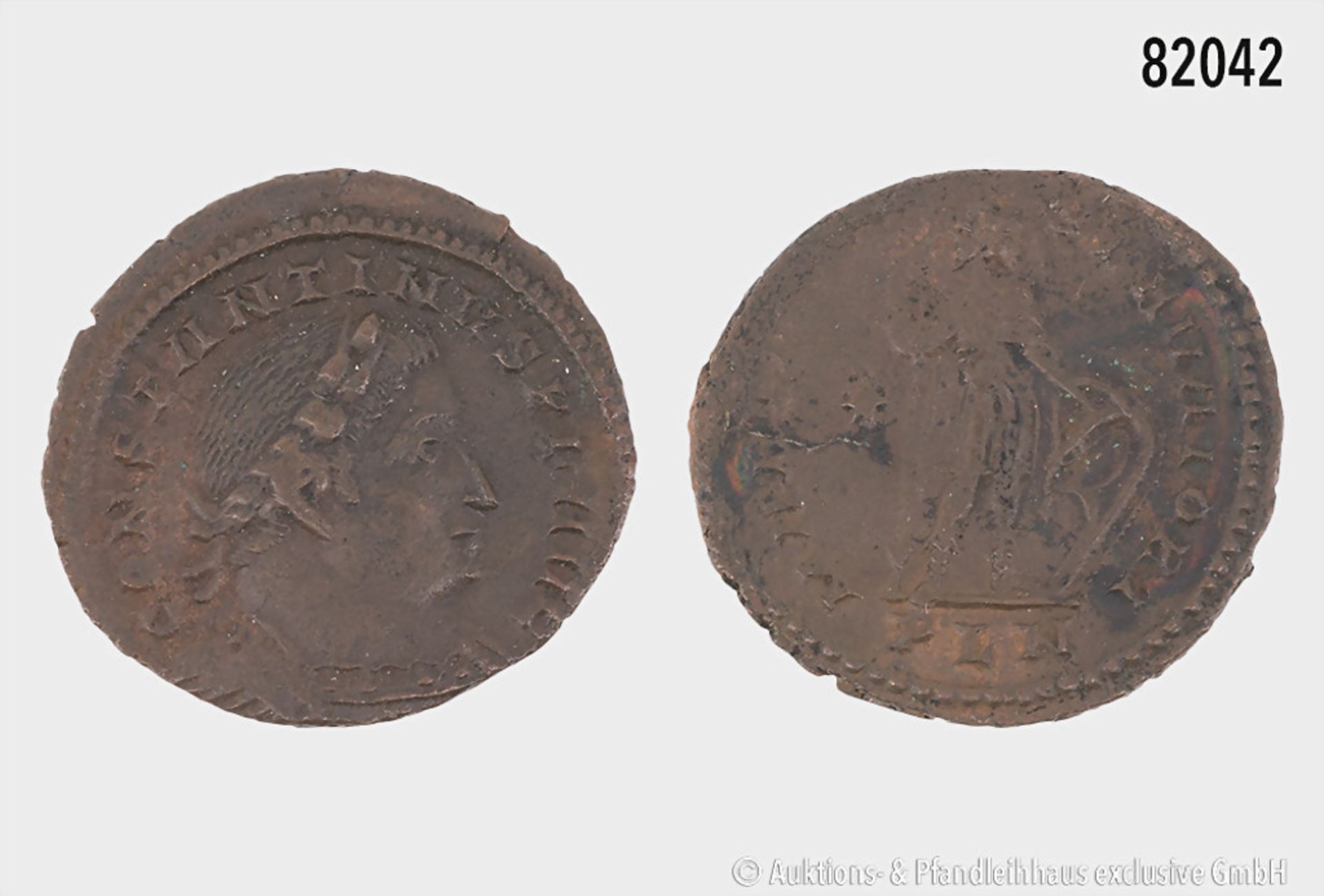 Constantin I. der Große (307-337), reduzierter Follis, 312-313, Londinum, Rs. Mars nach ...
