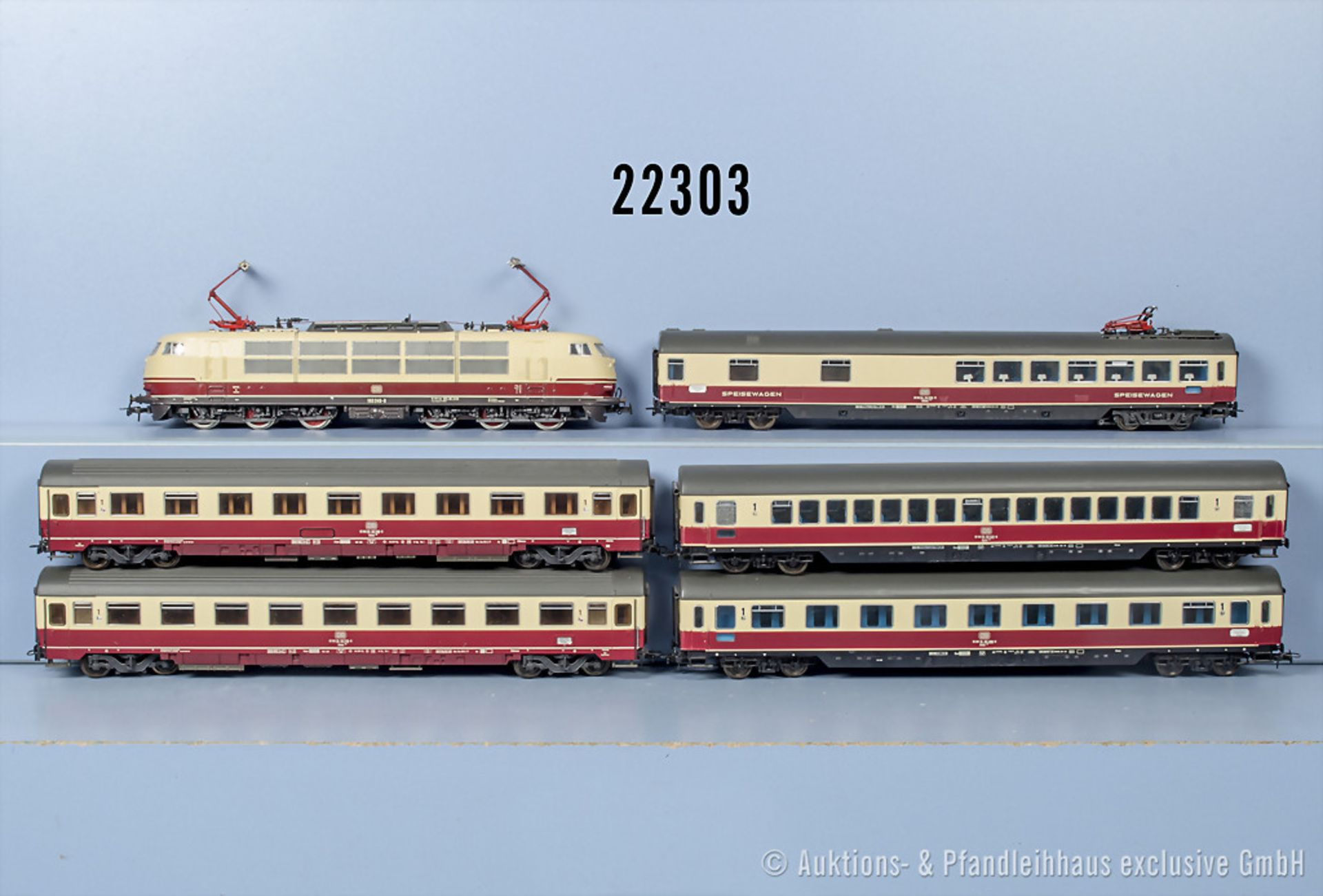 Roco H0 D-Zug, dabei E-Lok der DB, BN 103 240-8, 4 Personenwagen und 1 Speisewagen, Z 2, ...