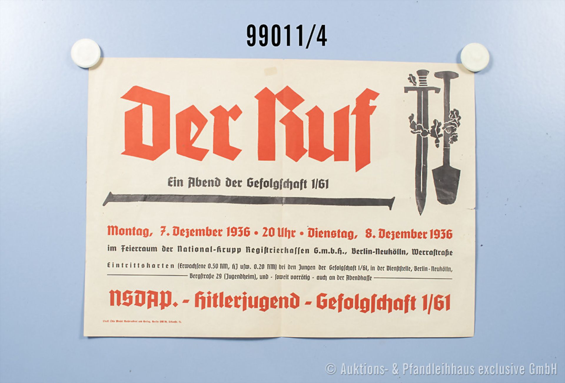 Konv. 4 Plakate 3. Reich, französisches Werbeplakat der Waffen-SS, HJ-Plakat der ... - Bild 4 aus 4