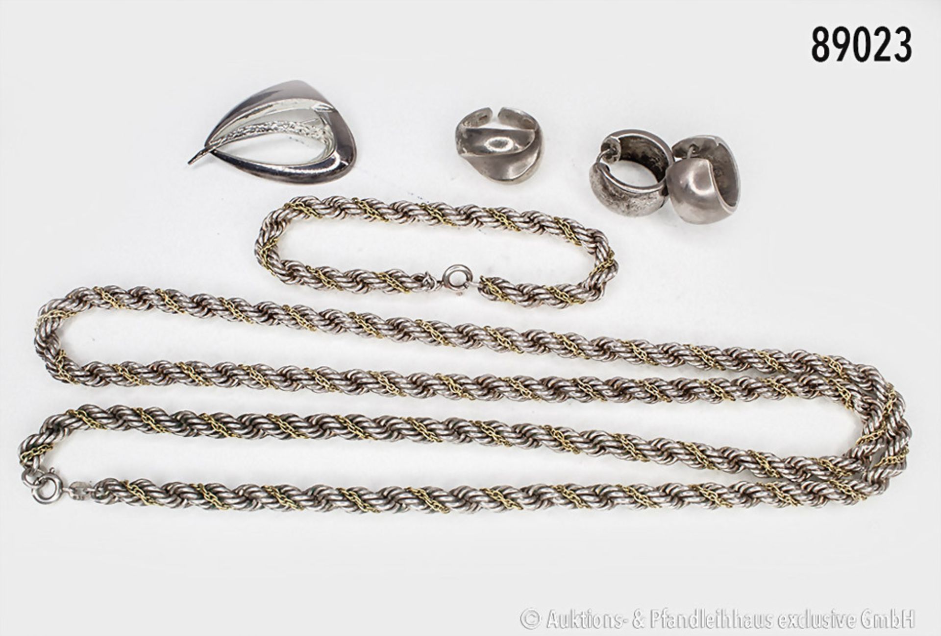 Konv. Silberschmuck, 835er und 925er Silber, bestehend aus Kette, L ca. 80 cm, dazu ...