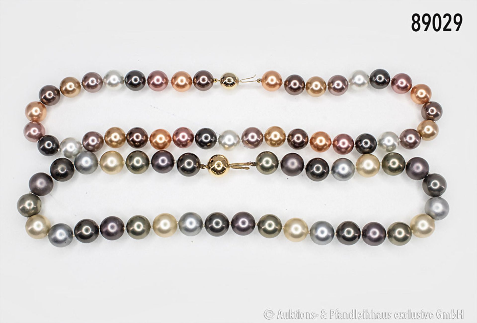 Konv. Perlenkette, Schließe aus 585er Gold, L ca. 45 cm, dazu Perlenkette, Schließe aus ...