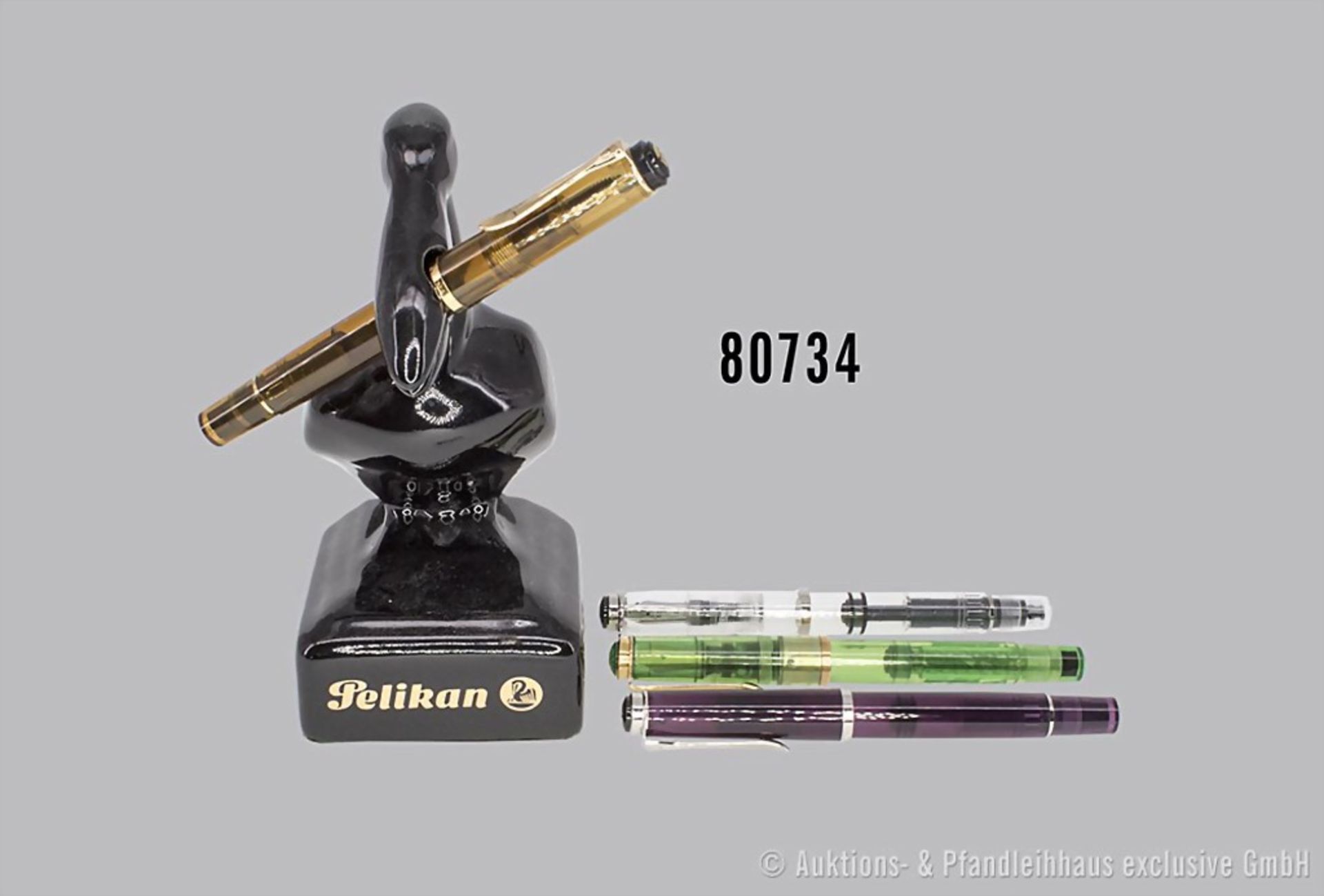 Pelikan 4 Füllfederhalter transparent, dabei M 205, unterschiedliche Farben, 2x 14 K ...