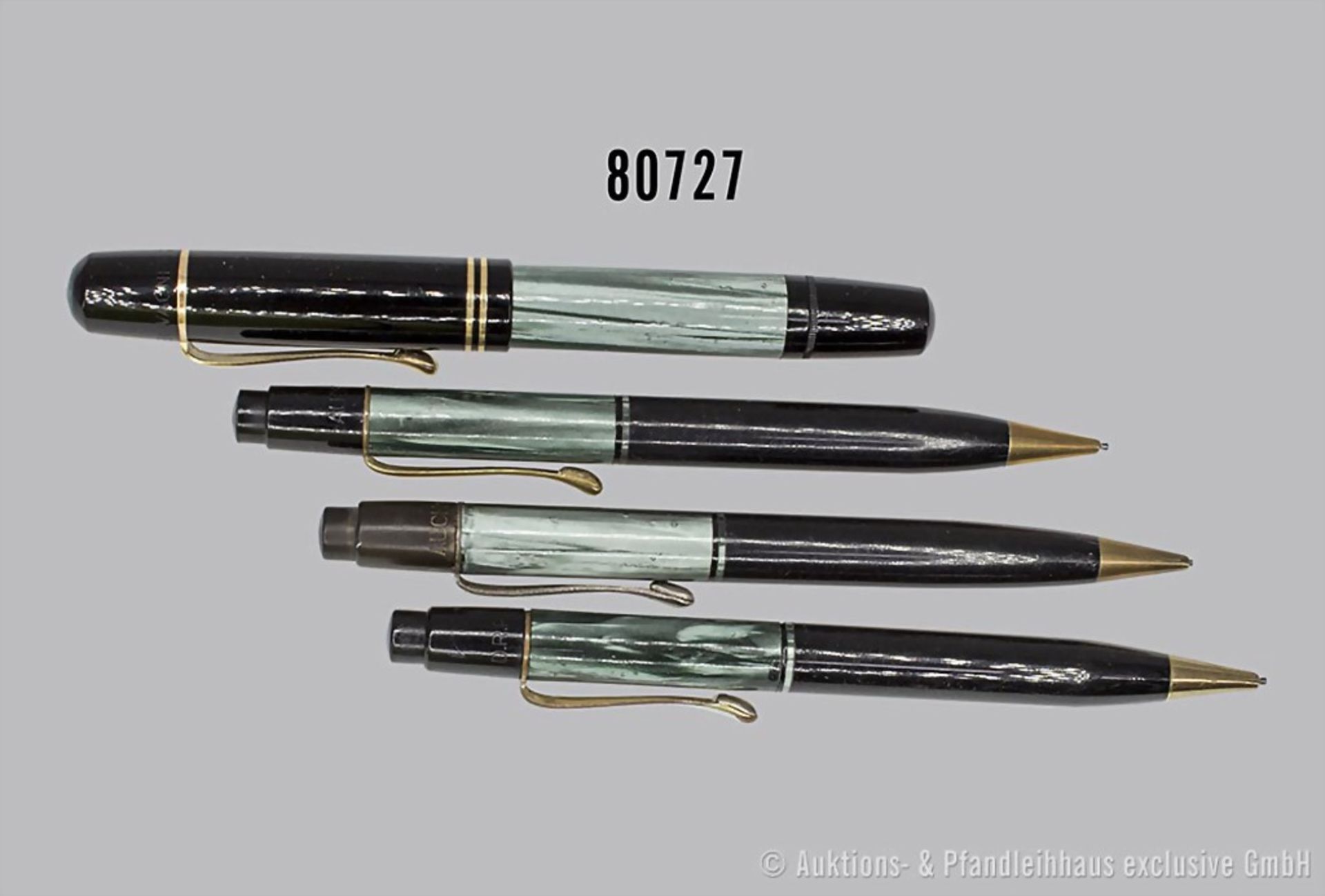 Pelikan 4 Schreibgeräte 100 N, um 1935/1939, Füllfederhalter, 14 K Goldfeder, 3x ...