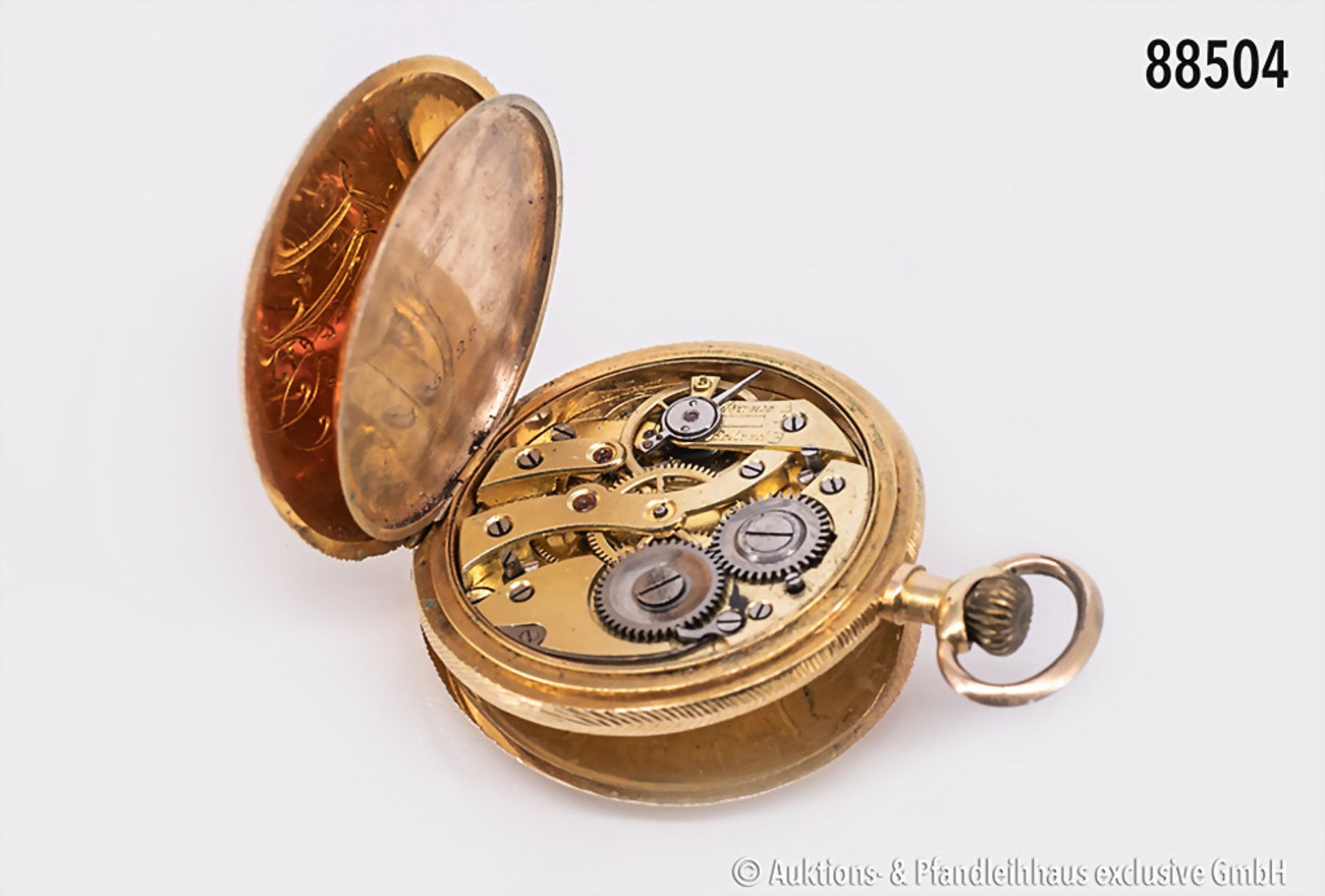 Damentaschenuhr, 3 Deckel in 585 Gelbgold, ca. 1920 Jahre, Deckel etwas locker, 18,8 g ... - Bild 3 aus 3