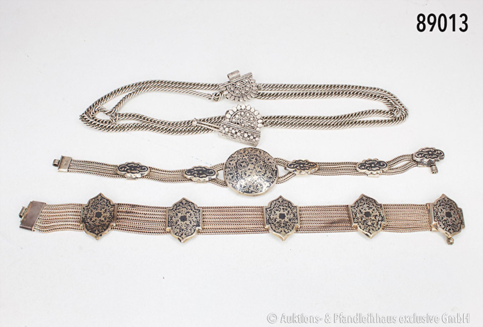 Konv. 3 Armbänder, 900er Silber, schönes Design, L bis ca. 18 cm, Gesamtgewicht ca. 93,8 ...