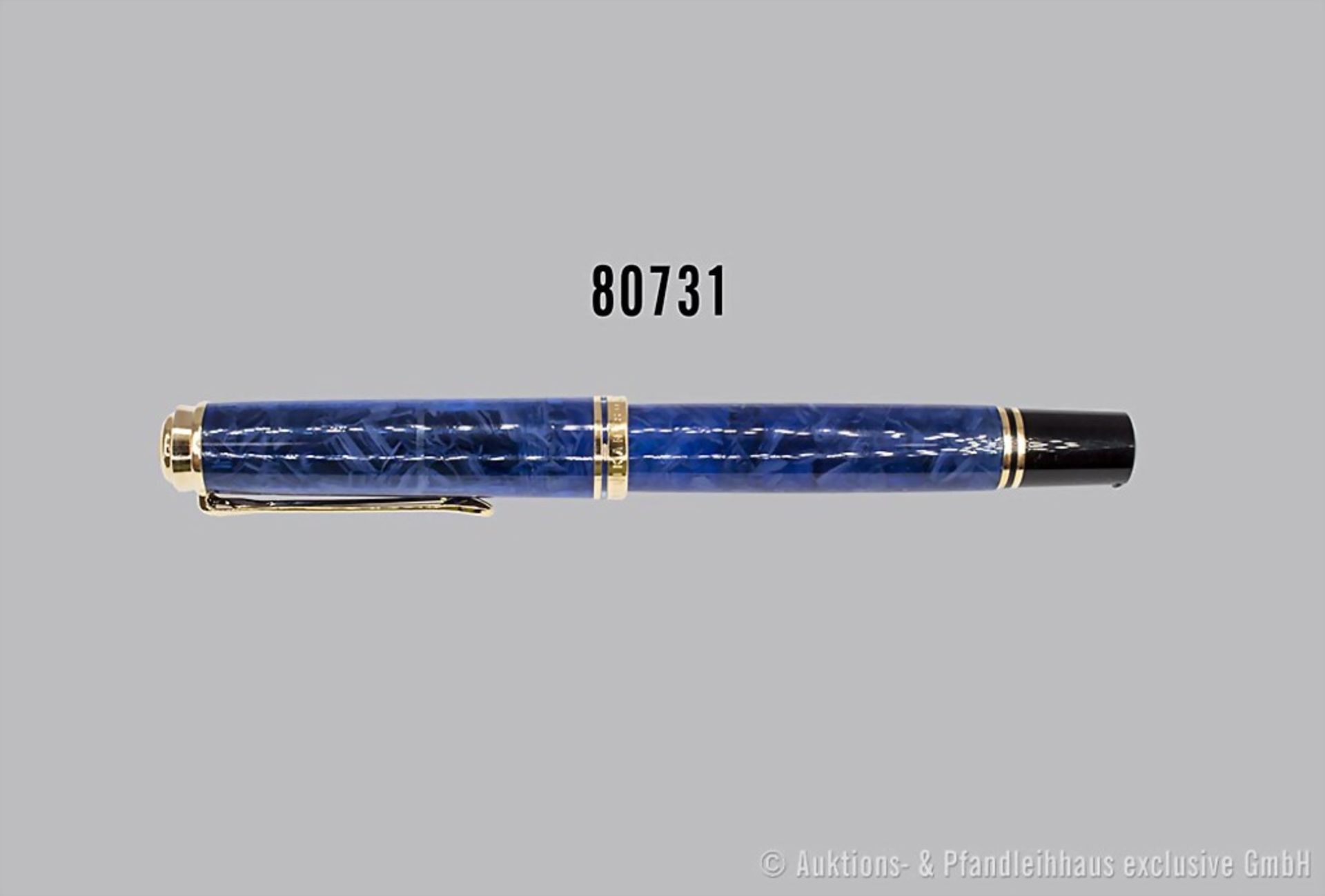 Pelikan Füllfederhalter, blau-schwarz, 18 K Goldfeder, L 14 cm, kleine Bestoßung am ...