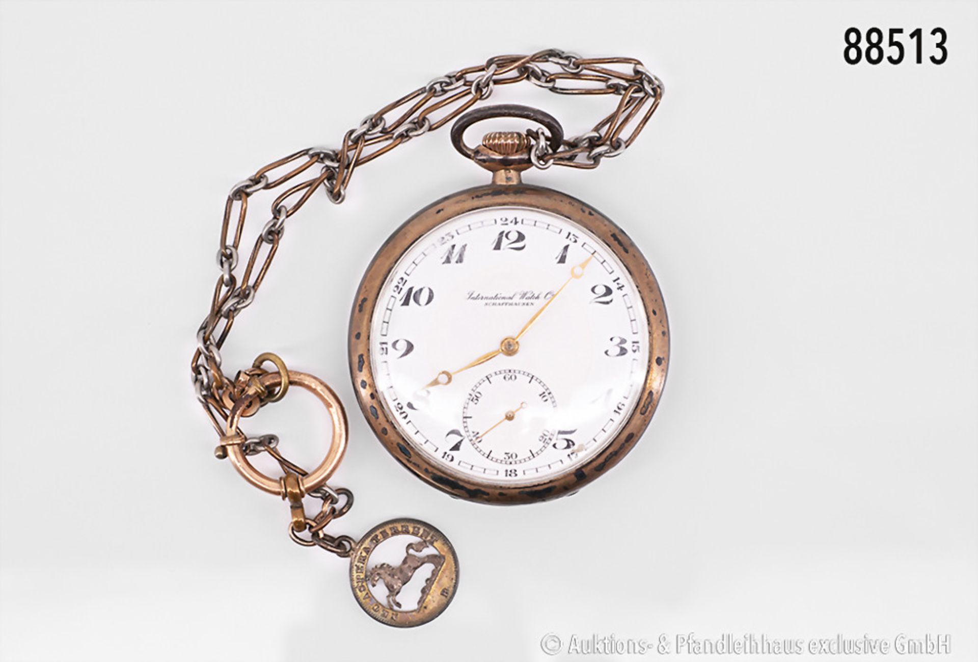 Taschenuhr, IWC, Schaffhausen, 800 Silber, D ca. 52 mm, ca. 94 g Gesamtgewicht (mit der ...