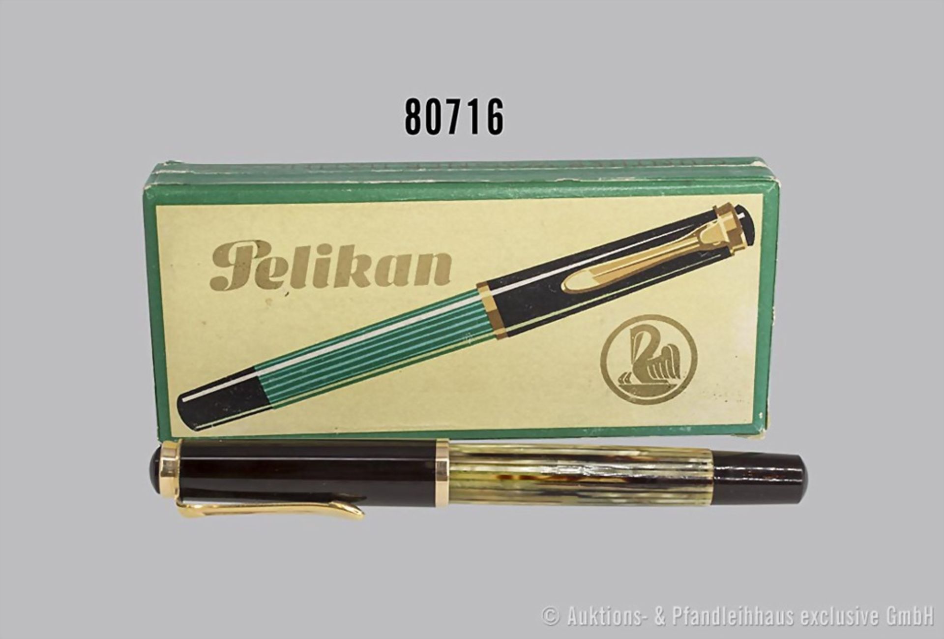 Pelikan Füllfederhalter M 400, Schildpattkorpus, 14 K Goldfeder, um 1950, L 12,5 cm, ...