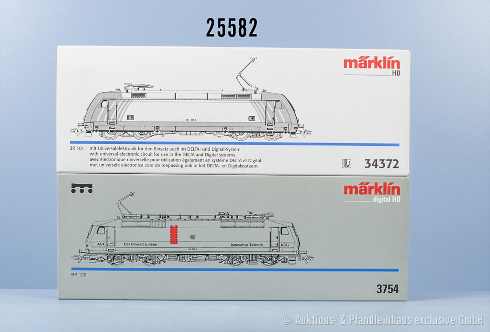 2 Märklin H0 Lokomotiven, dabei digital 3754 E-Lok der DB, BN 120 002-1 und Delta ...