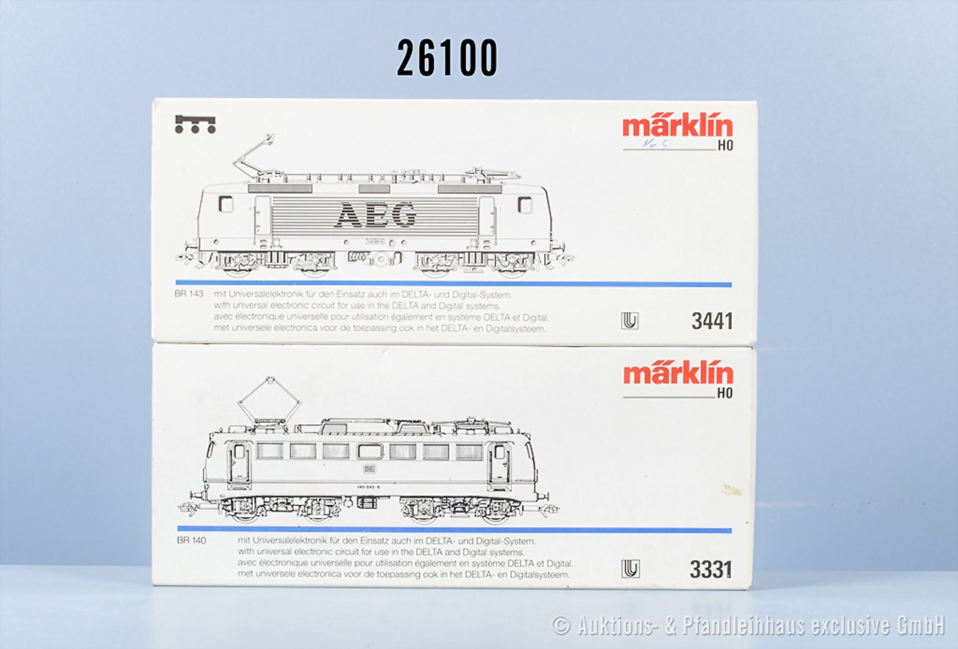 2 Märklin delta digital H0 Lokomotiven, dabei 3331 E-Lok der DB, BN 140 045-6 und 3441 ...