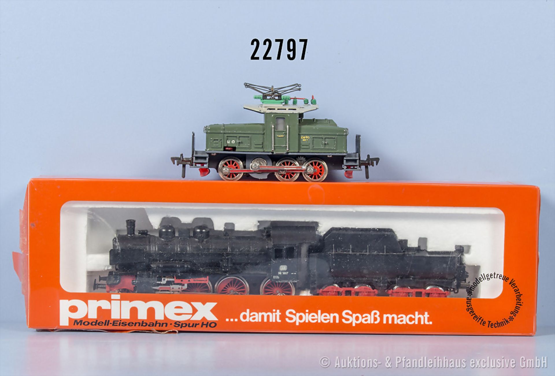 2 H0 Lokomotiven, dabei Fleischmann E-Lok der SBB, BN 1330 und Primex Schlepptenderlok ...