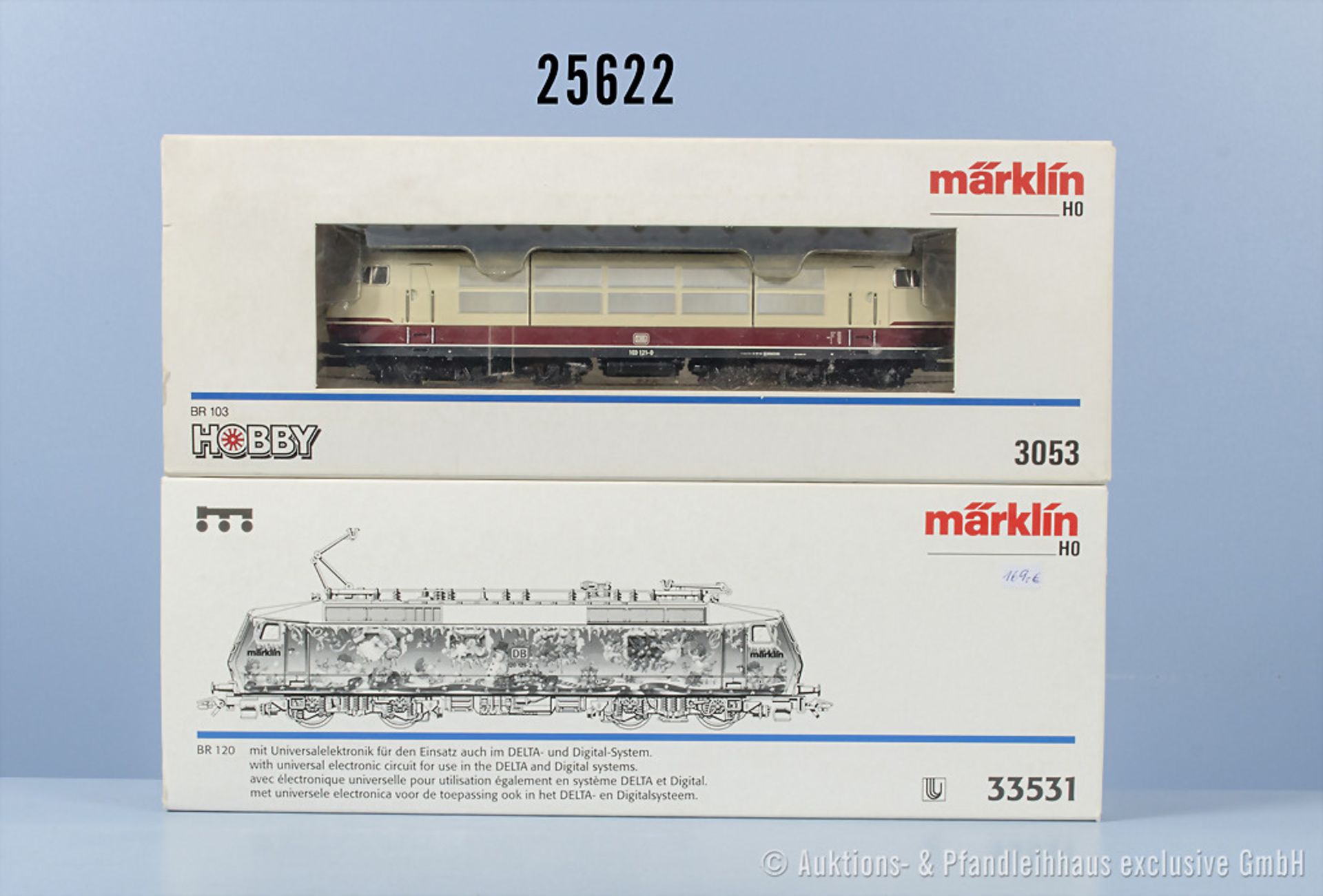 2 Märklin Delta digital H0 Lokomotiven, dabei 3053 E-Lok der DB, BN 103 121-0 und 33531 ...
