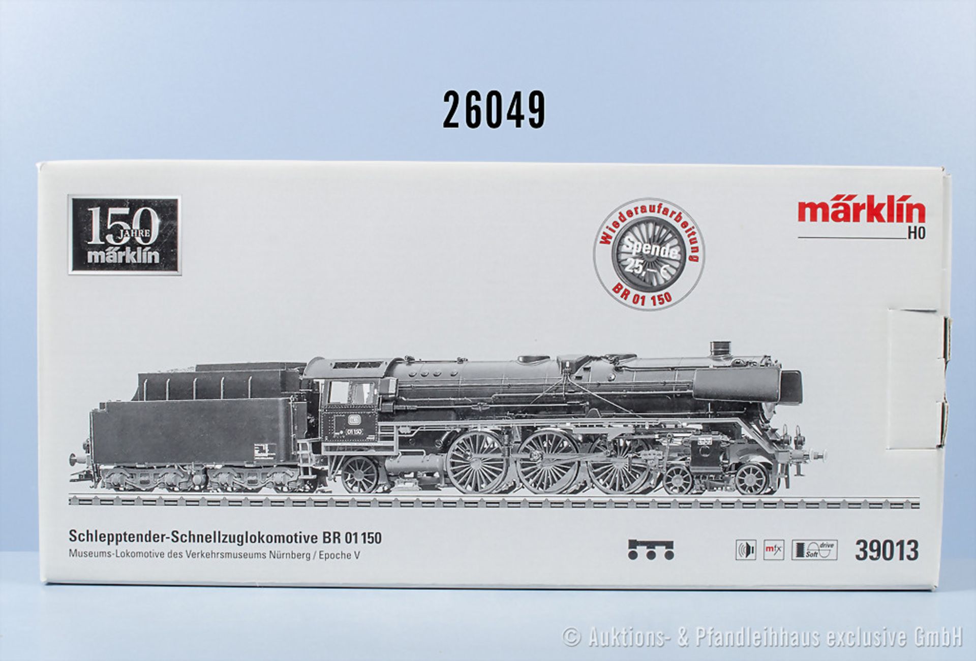 Märklin mfx digital H0 39013 Schlepptenderlok der DB, BN 01 150 in Museumsausführung, Z ...