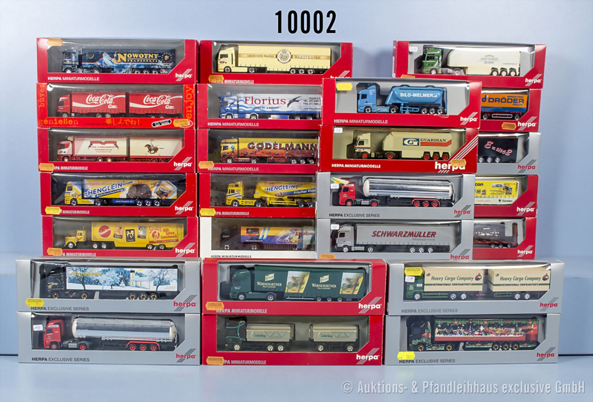 25 Herpa H0LKW-Modelle, u.a. Sattelzüge und Lastzüge, Z 0, ...