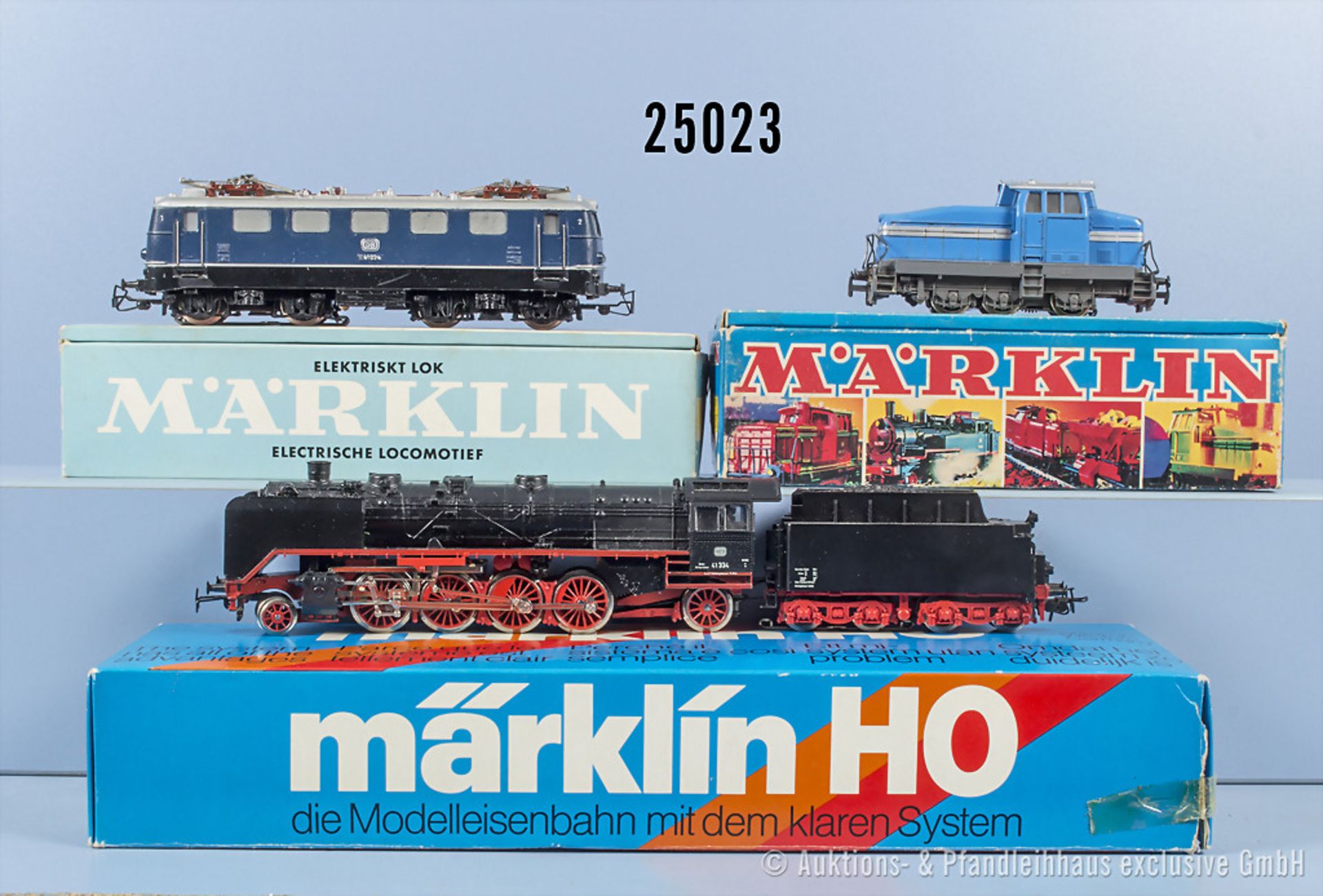 3 Märklin H0 Lokomotiven, dabei 3034 E-Lok der DB, BN E41 024, 3080 Industriediesellok ...