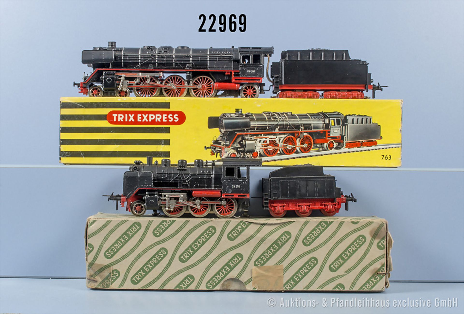 2 Trix express H0 Lokomotiven, dabei 753 Schlepptenderlok der DB, BN 24 058 und 763 ...