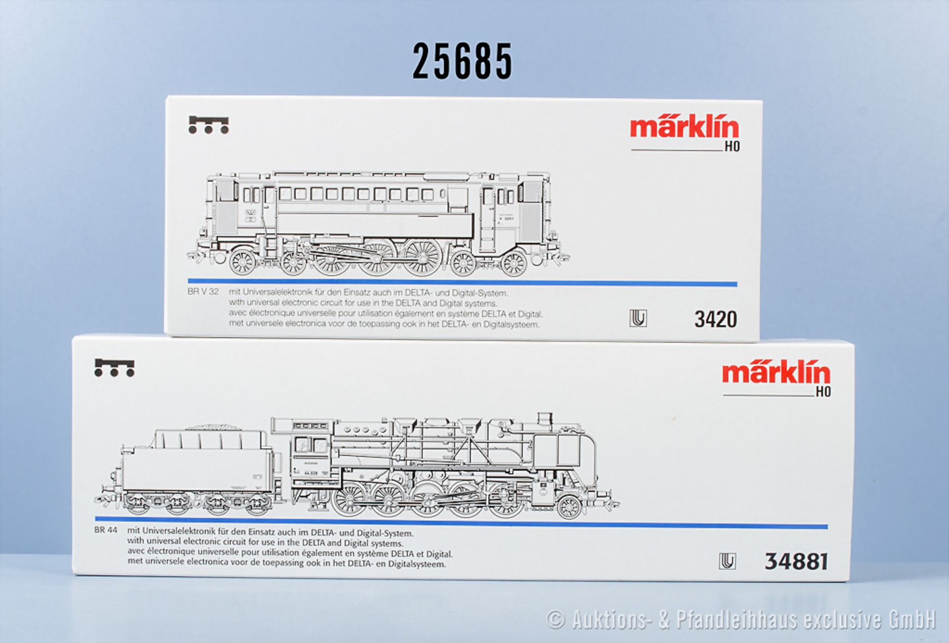 2 Märklin Delta digital H0 Lokomotiven, dabei 3420 Diesellok der DRG, BN V32 01 und ...