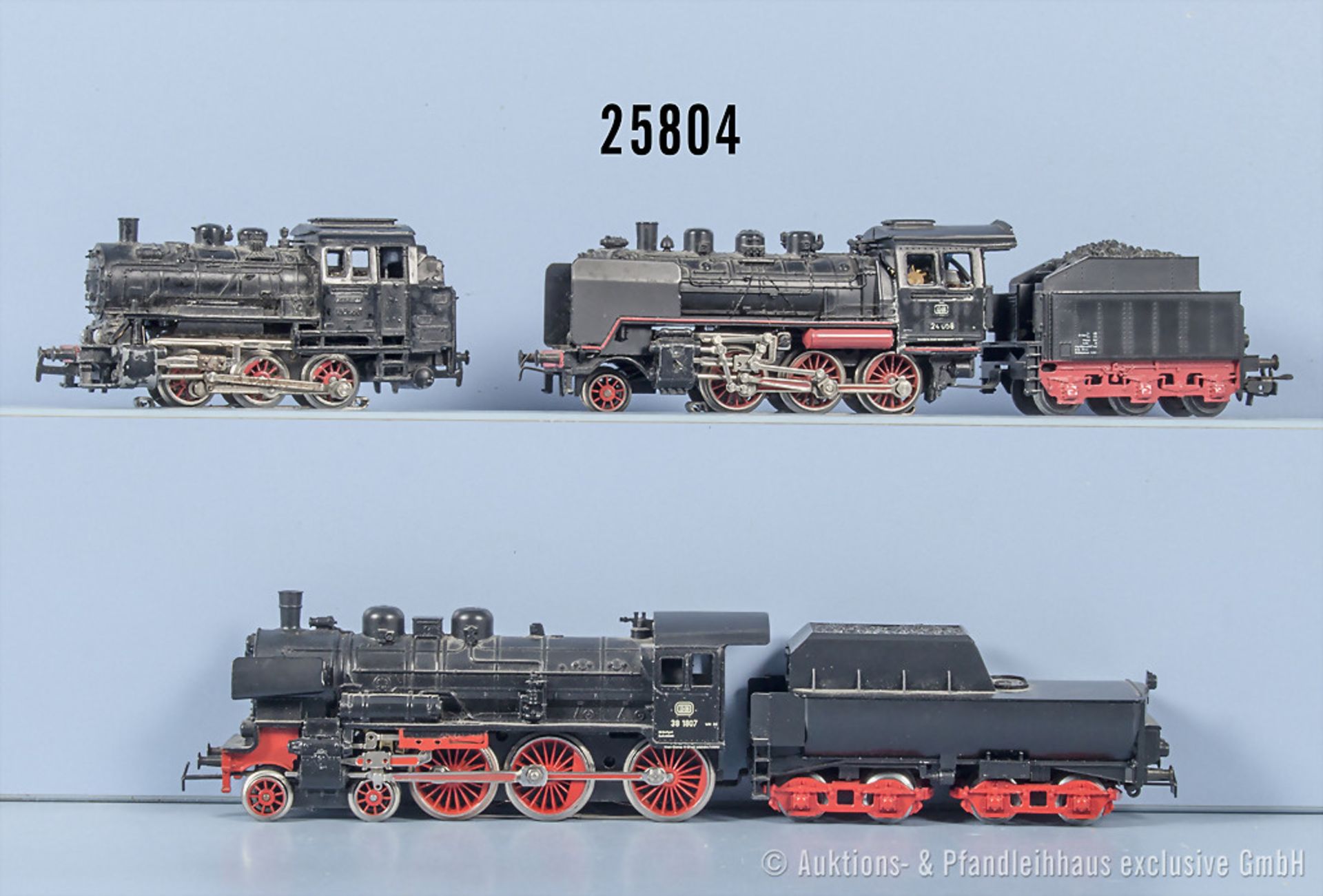 3 Märklin H0 Lokomotiven, dabei Schlepptenderlok der DB, BN 24 058, Schlepptenderlok der ...