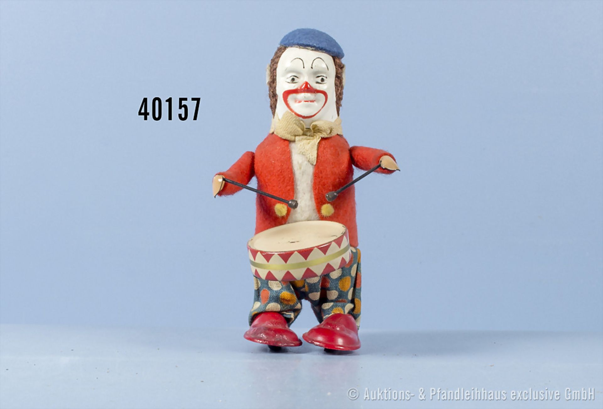 Schuco Tanzfigur Clown Trommler, Blech, Uhrwerk, H 11 cm, Z ...