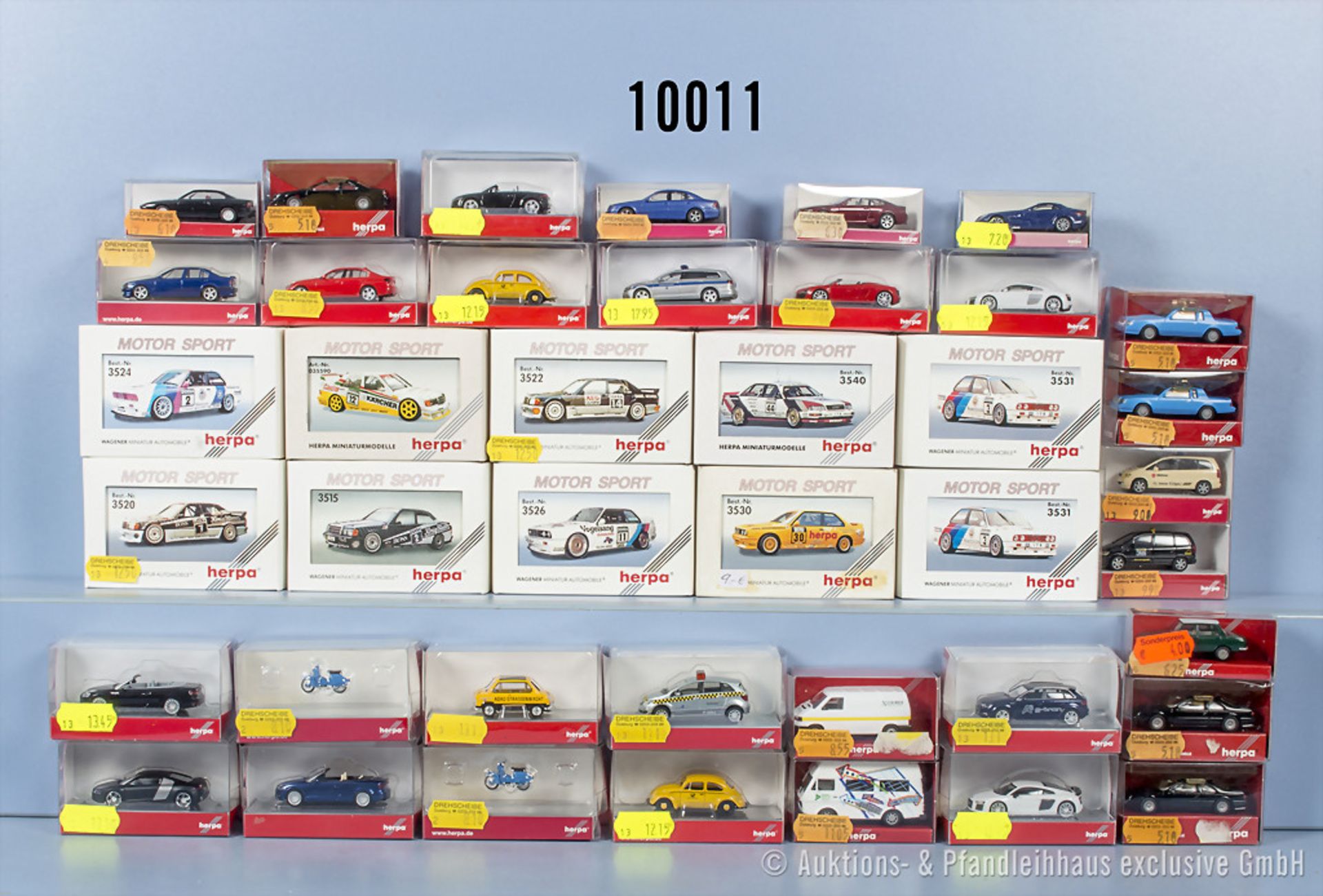 40 Herpa H0 Modellfahrzeuge, überwiegend PKW, 10x Motor Sport, Z 0, ...