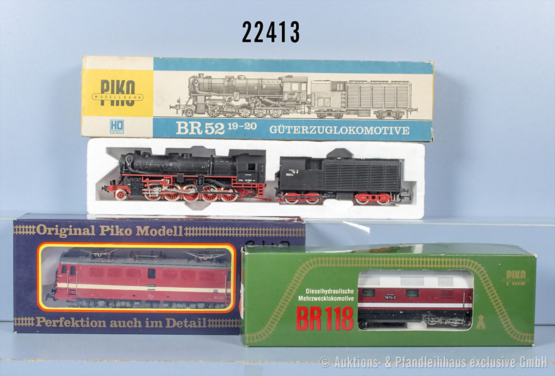 3 Piko H0 Lokomotiven, dabei Schlepptenderlok der DR, BN 52 2006, E-Lok der DR, BN 242 ...