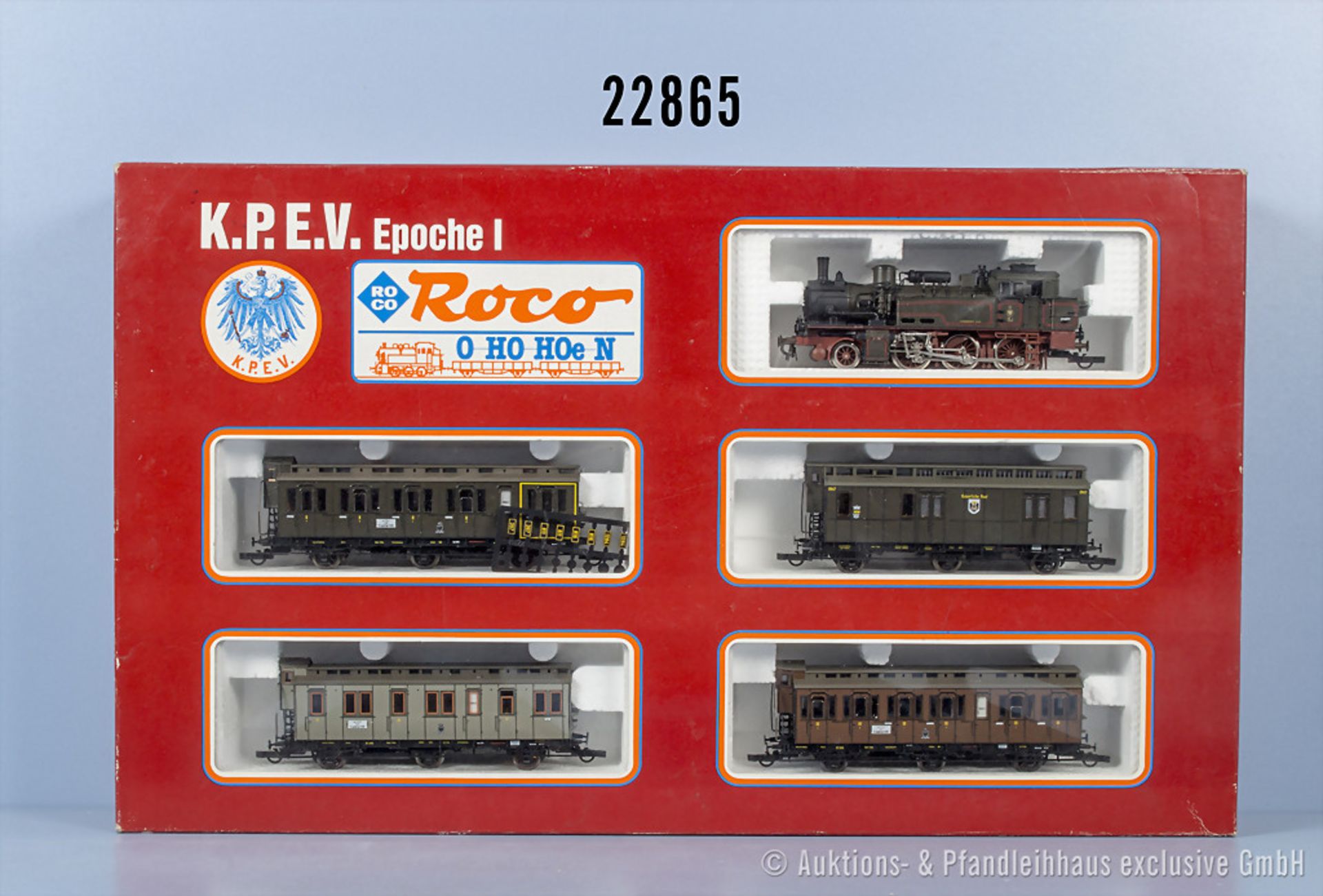 Roco H0 43025 Personenzugset der KPEV mit Tenderlok, BN 7728 und 4 Wagen, Z 0-1, in OVP, ...