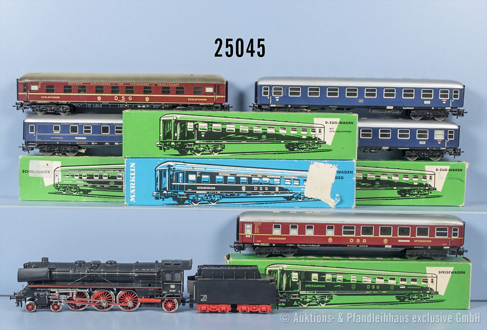 Märklin H0 D-Zug, dabei Schlepptenderlok der DB, BN 01 081, 4024, 4027, 4029, 4032 und ...
