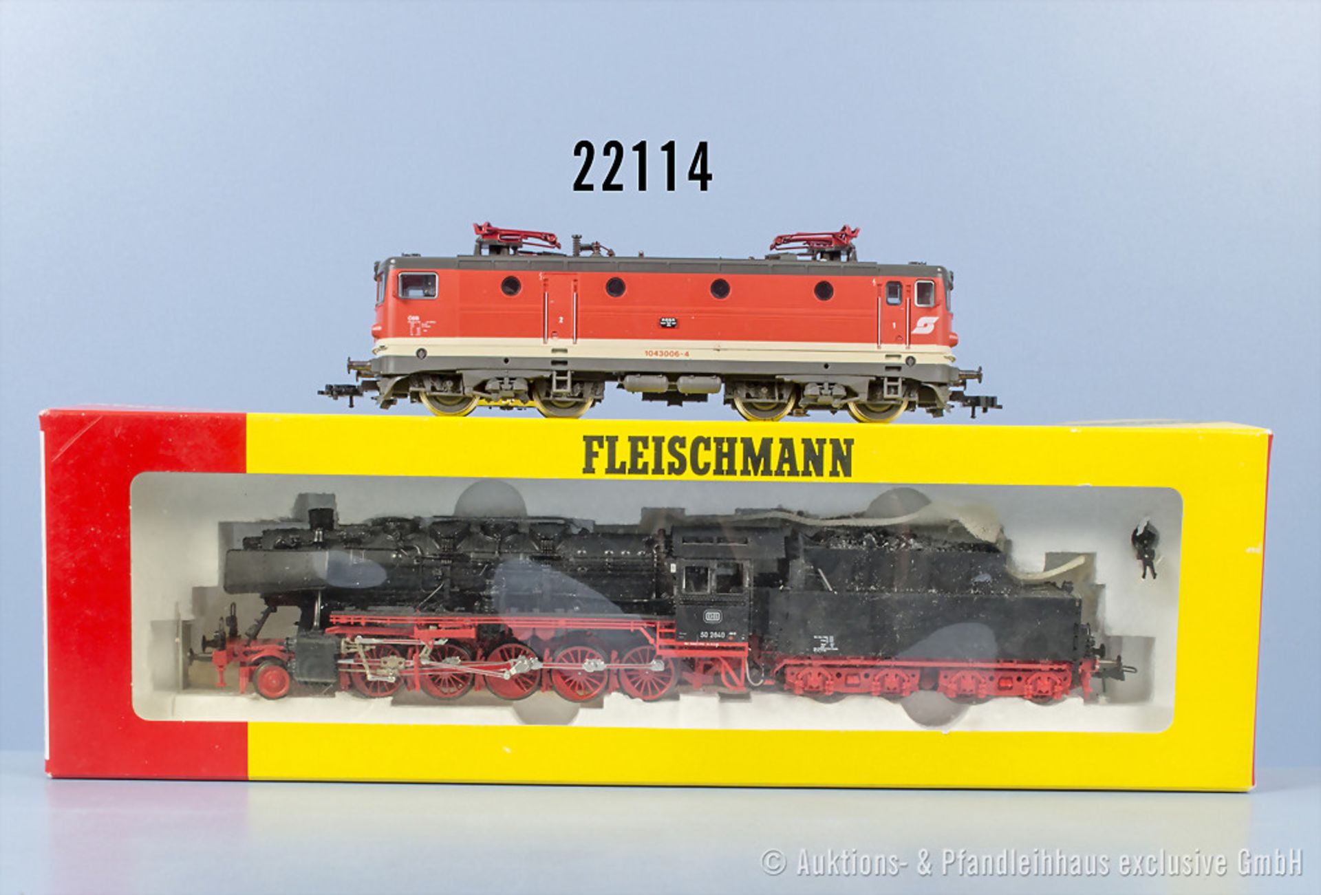 2 Fleischmann H0 Lokomotiven, dabei 4805 Schlepptenderlok der DB, BN 50 2840 und E-Lok ...