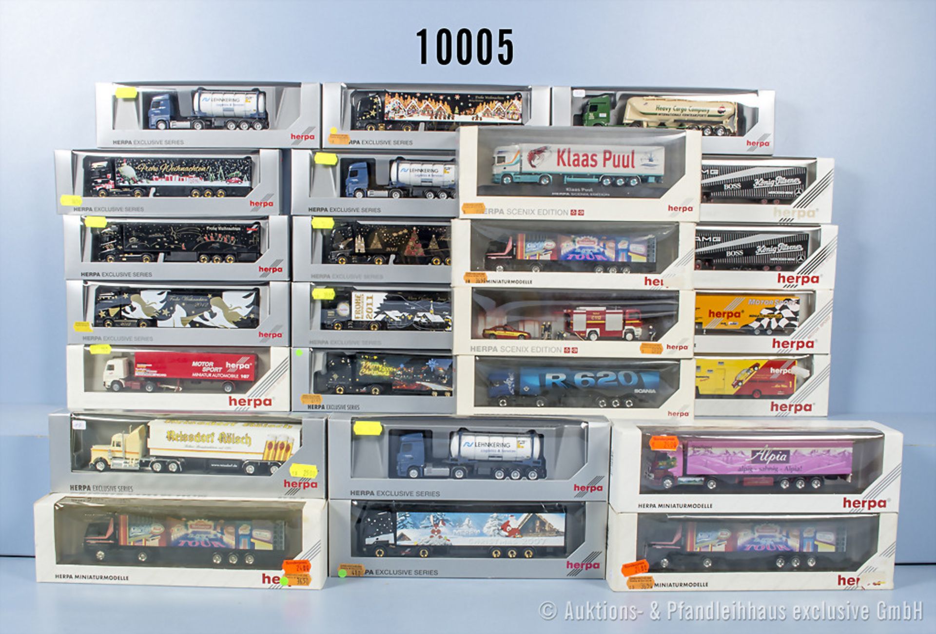 25 Herpa H0 LKW-Modelle, u.a. Sattelzüge und Lastzüge, Z 0, ...