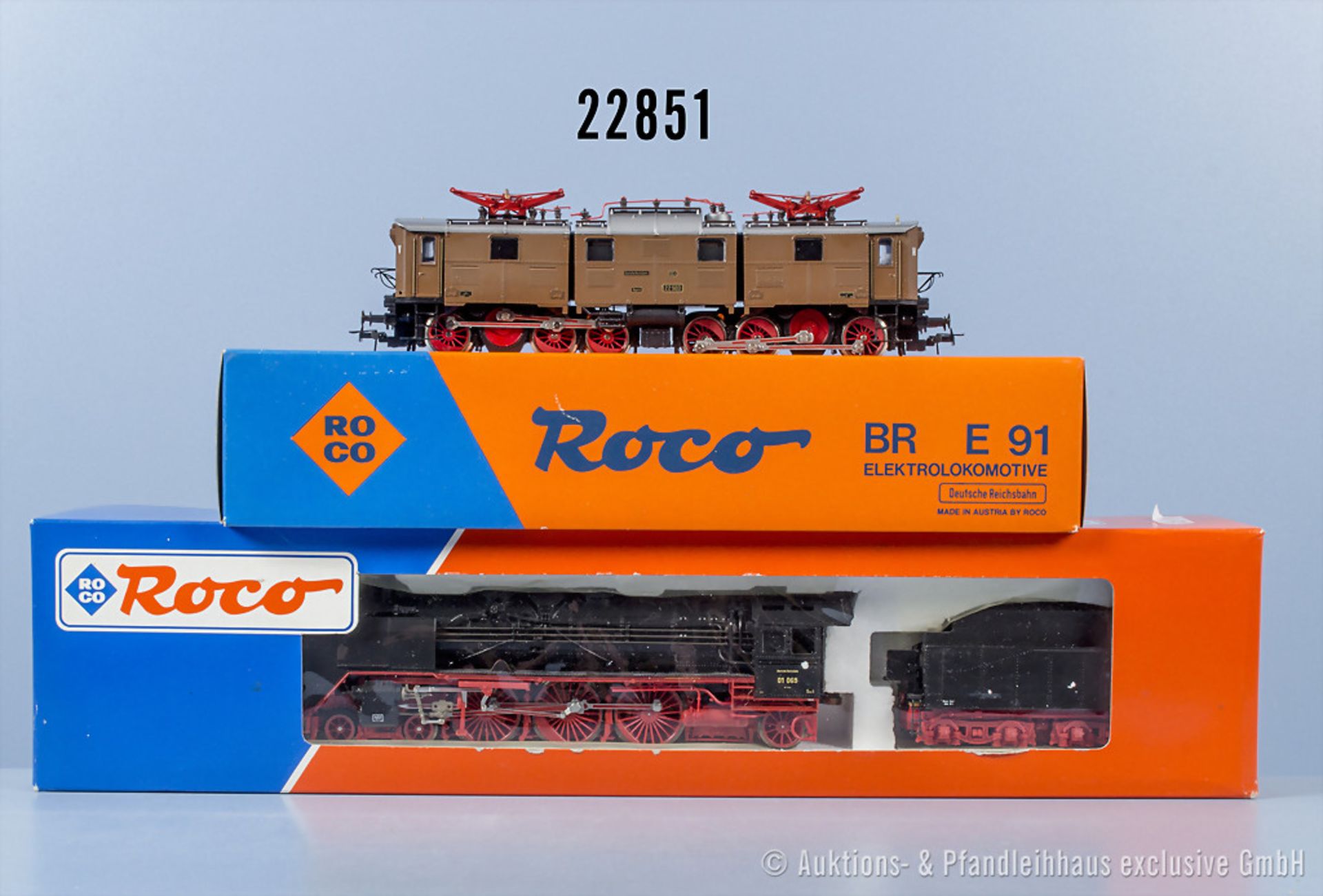 2 Roco H0 Lokomotiven, dabei 4139 E-Lok der DRG, BN 22 503 und 43316 Schlepptenderlok ...