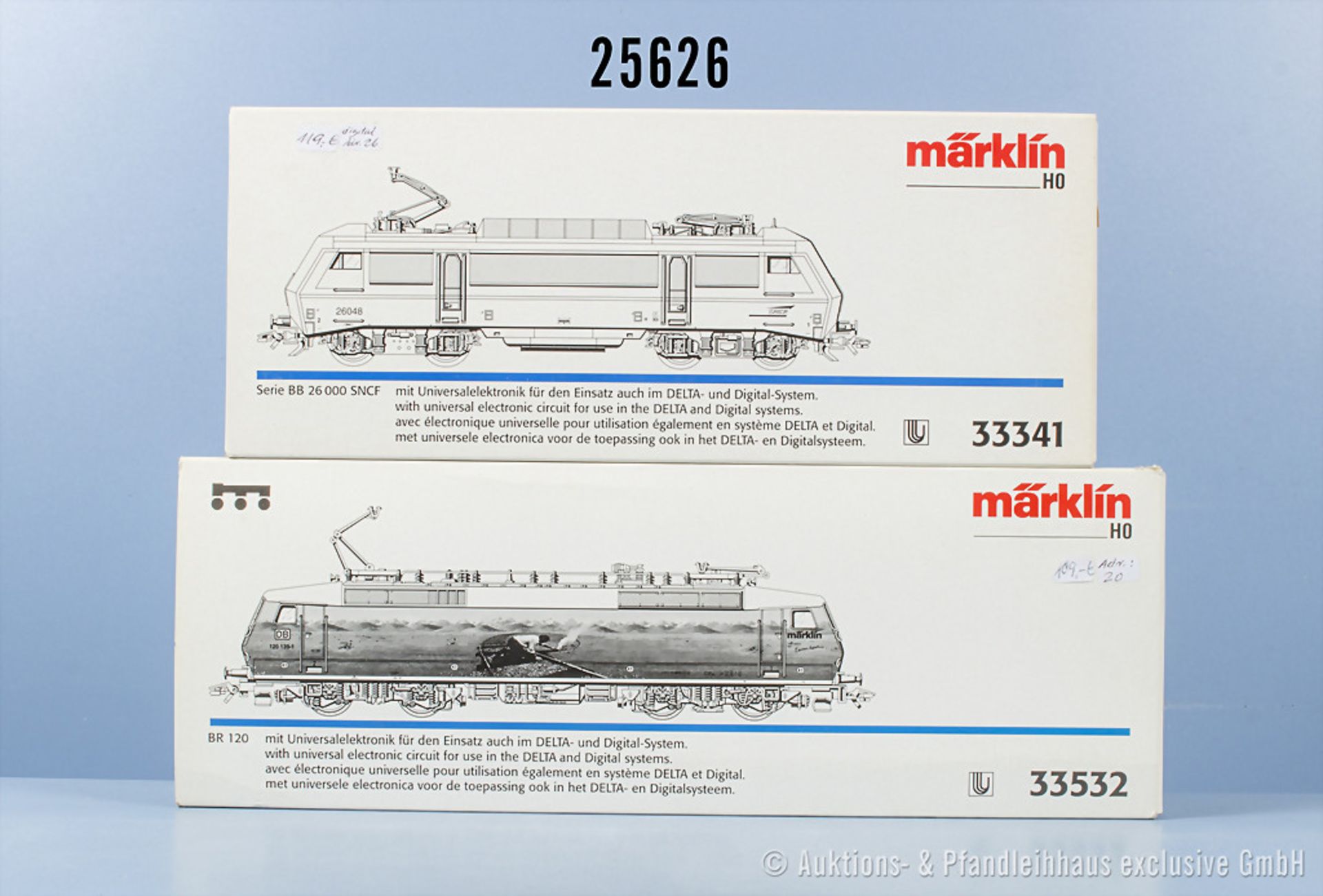 2 Märklin Delta digital H0 Lokomotiven, dabei 33341 E-Lok der SNCB, BN 26048 und 33532 ...