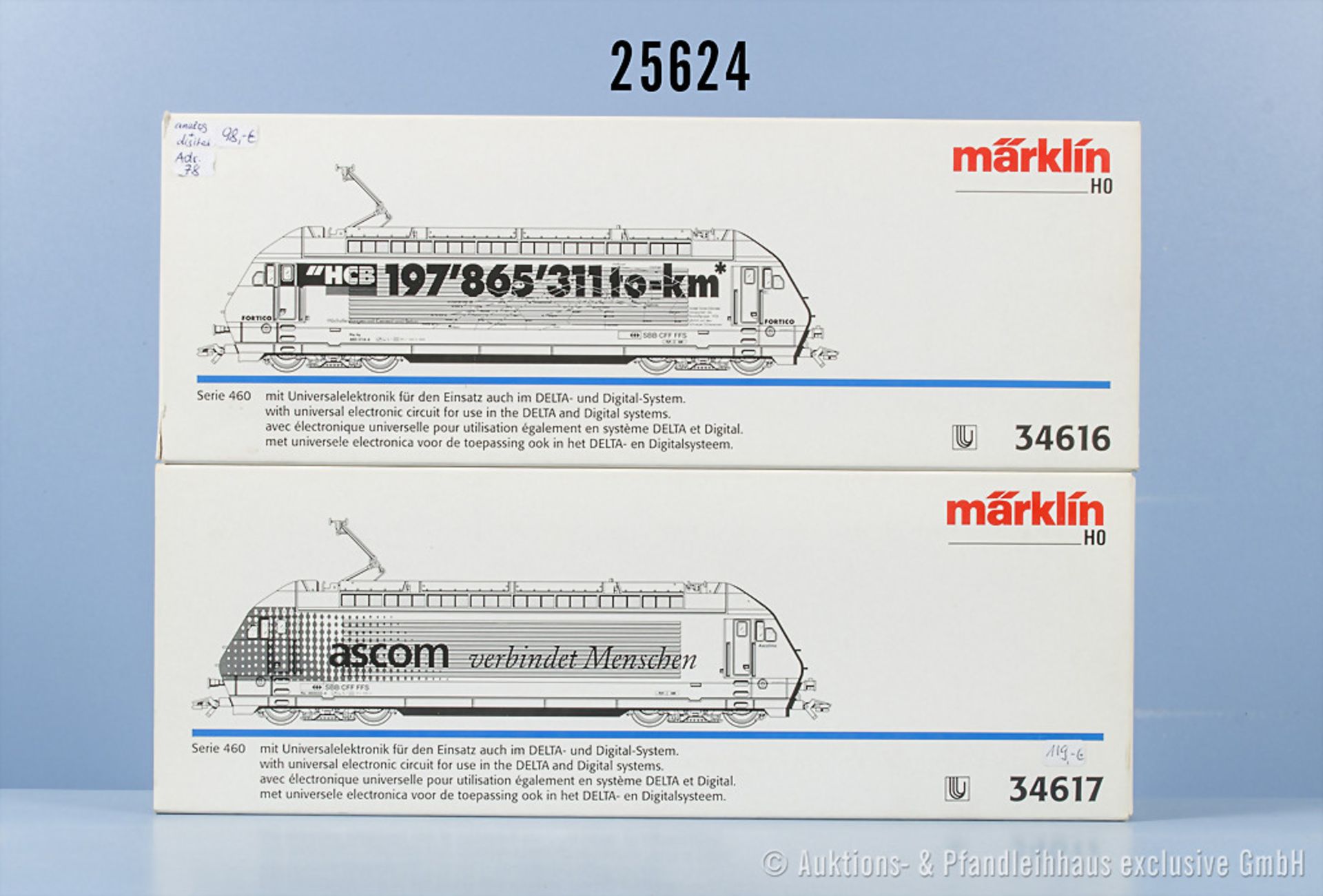 2 Märklin Delta digital H0 Lokomotiven, dabei 34616 E-Lok der SBB, BN 460 014-4 und ...