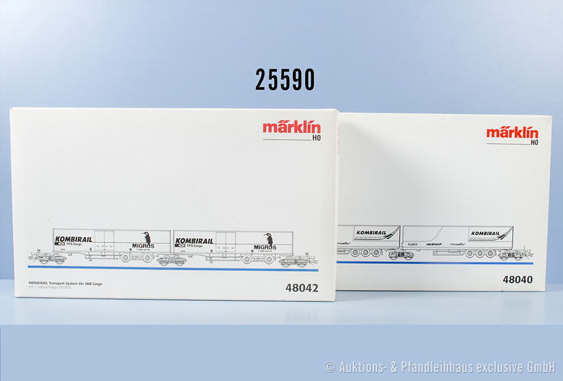 2 Märklin H0 Wagensets Kombirail, dabei 48040 und 48042, Z 0-1, in ...