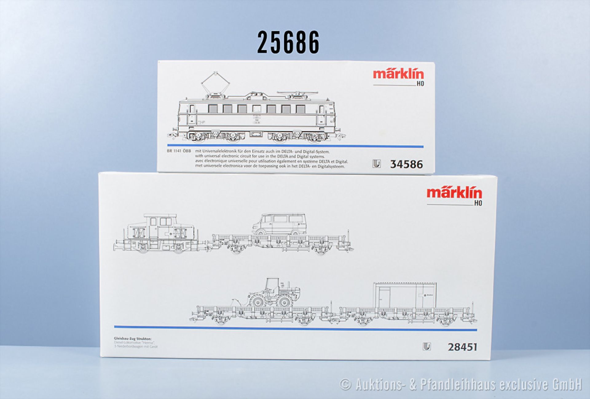 Märklin Delta digital H0, dabei 28451 Gleisbauzugset "Strukton" mit Diesellok Bauart O&K ...