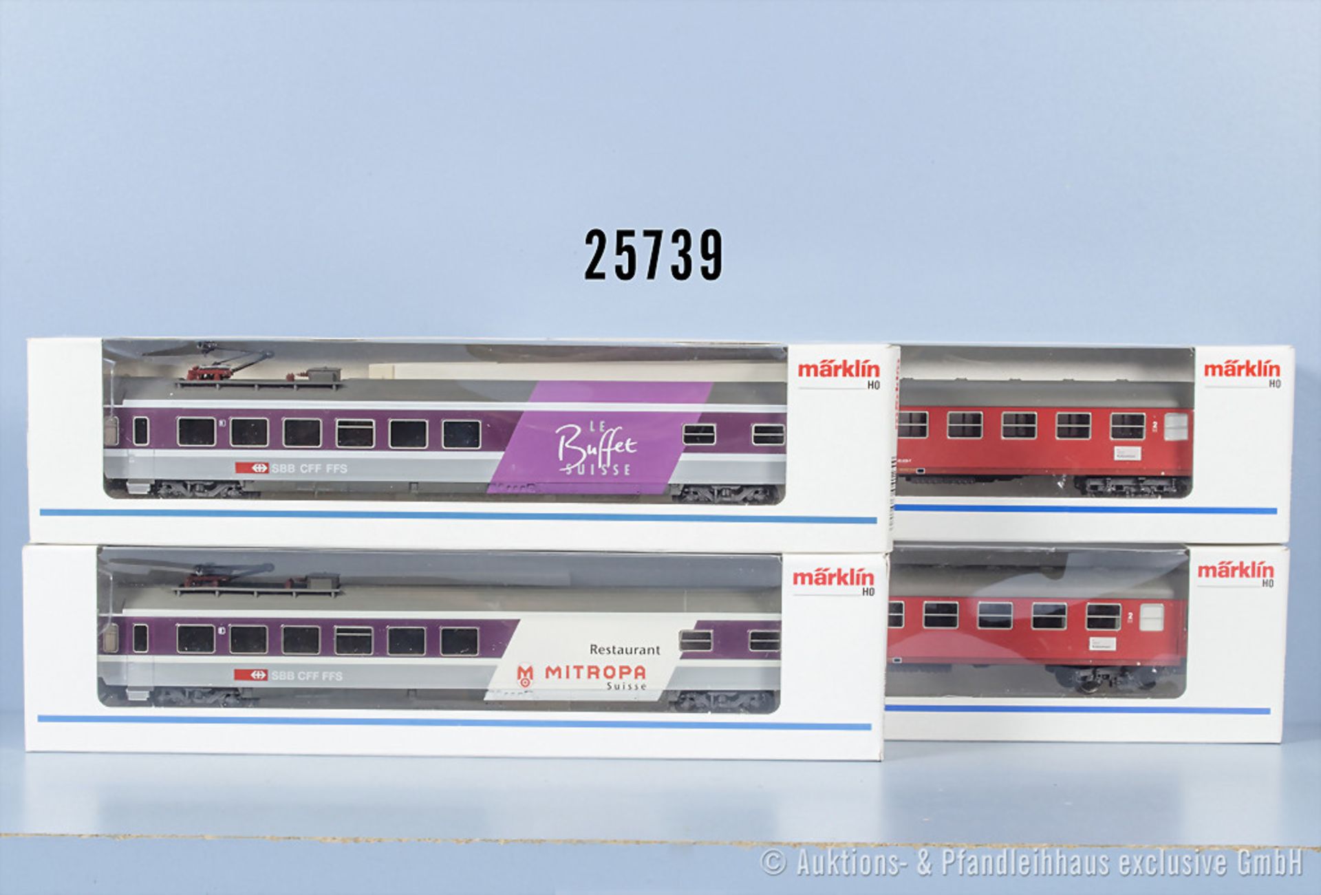 4 Märklin H0 D-Zug-Wagen, dabei 4125, 42171 und 2 x 42692, Z 0-1, in ...