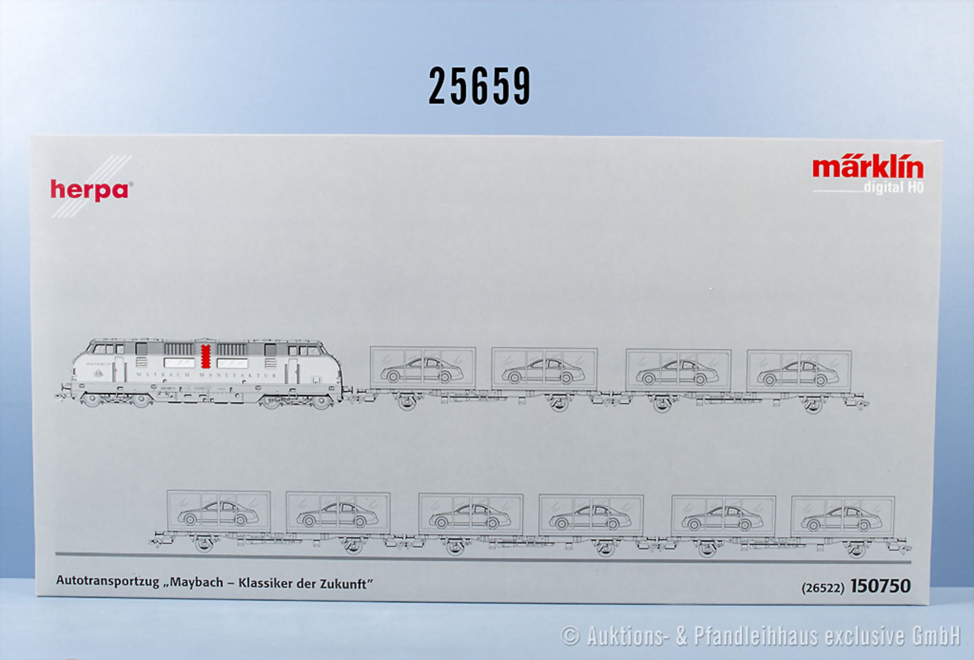 Märklin H0 150750 Zugset Maybach, mit Diesellok, BN 220 087-1 und 5 Containertragwagen ...