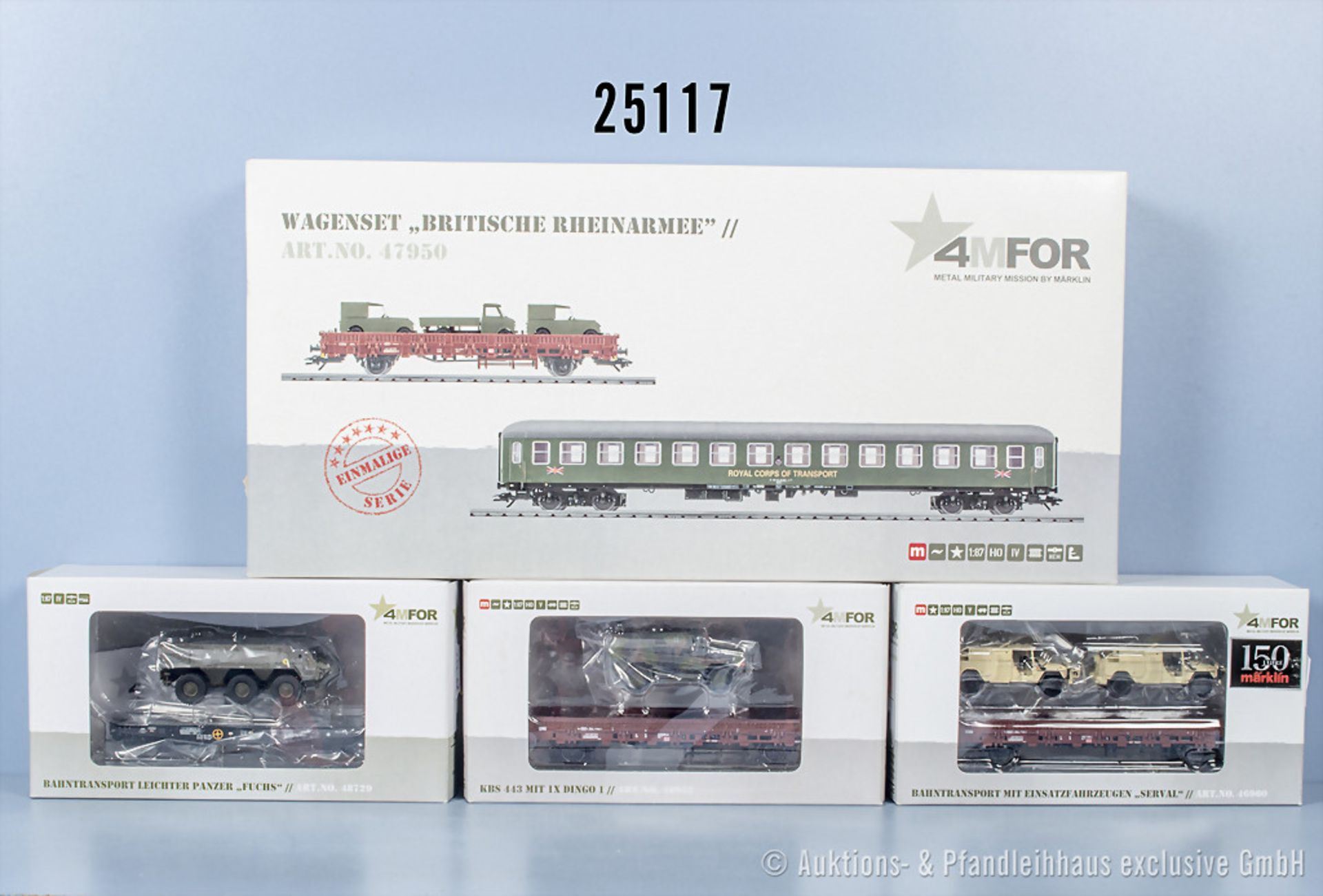 Märklin H0, dabei 47950 Wagenset Brittische Rheinarmee, 46952, 46960 und 48729, Z 0-2, ...