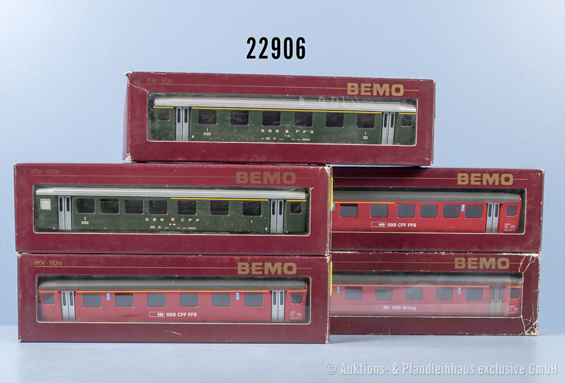 5 Bemo H0m D-Zug Personenwagen der SBB, Z 1-2, in ...