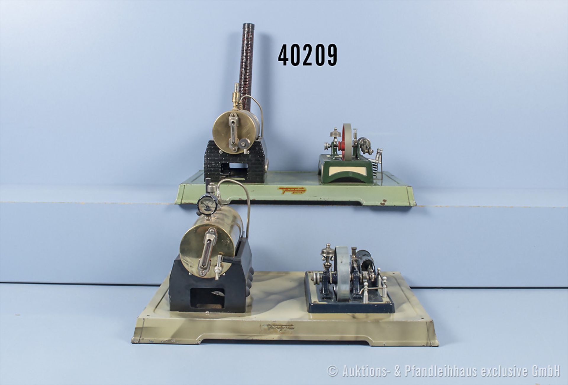2 Dampfmaschinen, Kesseldurchmesser bis 6,5 cm, L 34,5 cm, Z ...