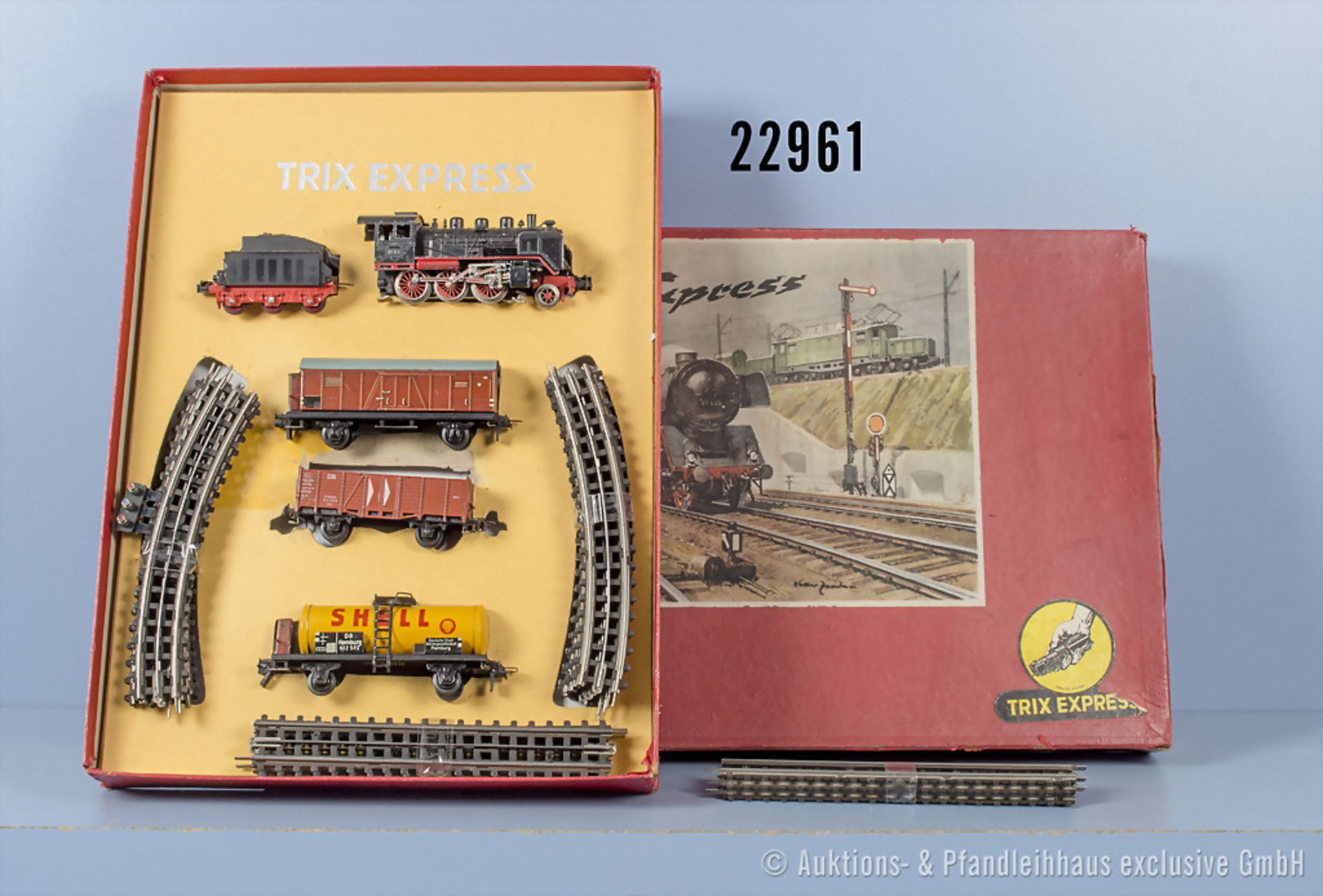 Trix express H0 7/1024 Startset Güterzug, dabei Schlepptenderlok, BN 24 058, 3 Wagen und ...