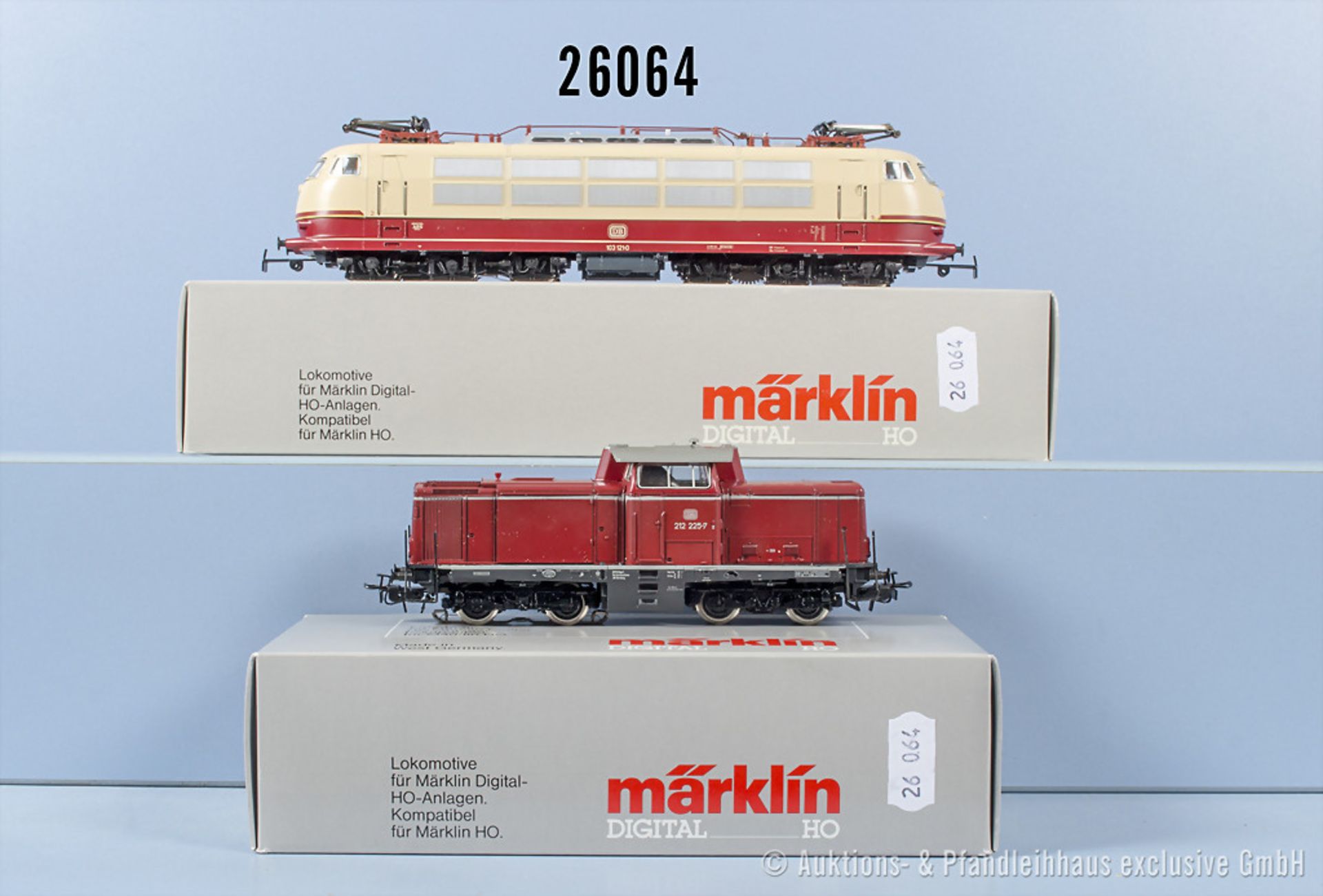 2 Märklin digital H0 Lokomotiven, dabei 3672 Diesellok der DB, BN 212 225-7 und 3657 ...