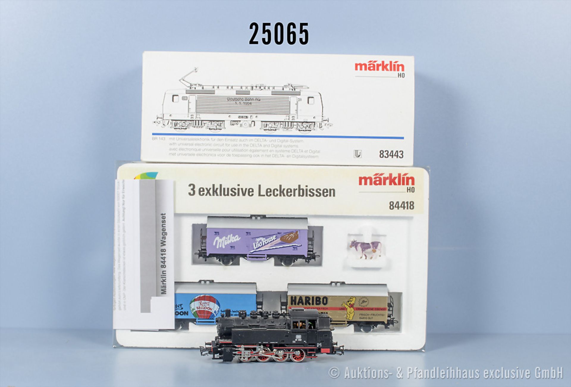 Märklin Delta digital H0, dabei 83443 E-Lok der DB, BN 143 094-1, Tenderlok der DB, BN ...