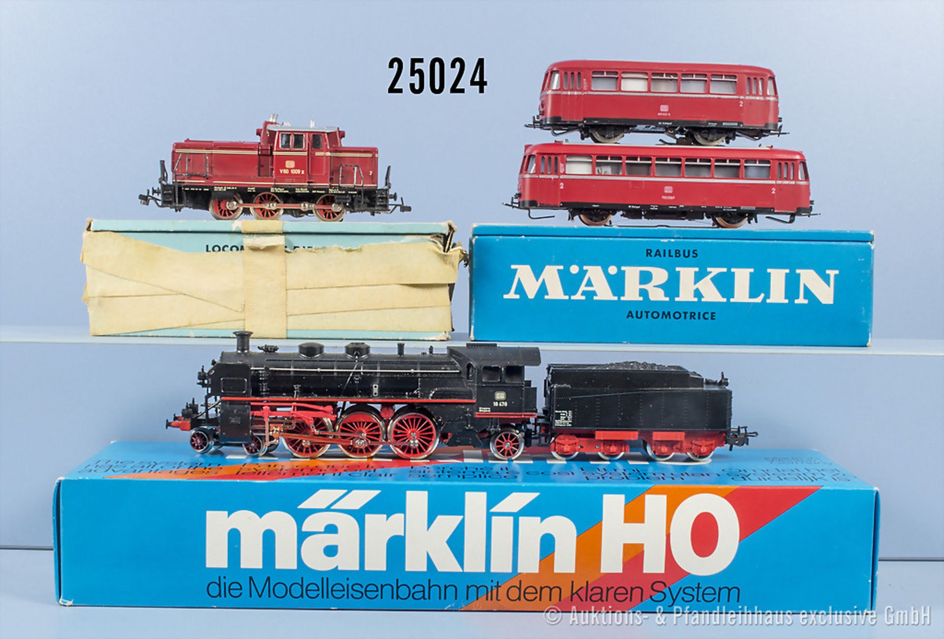 Märklin H0, dabei 3016 Schienenbus der DB, BN 795 2997, 4018 Schienenbusbeiwagen, 3065 ...