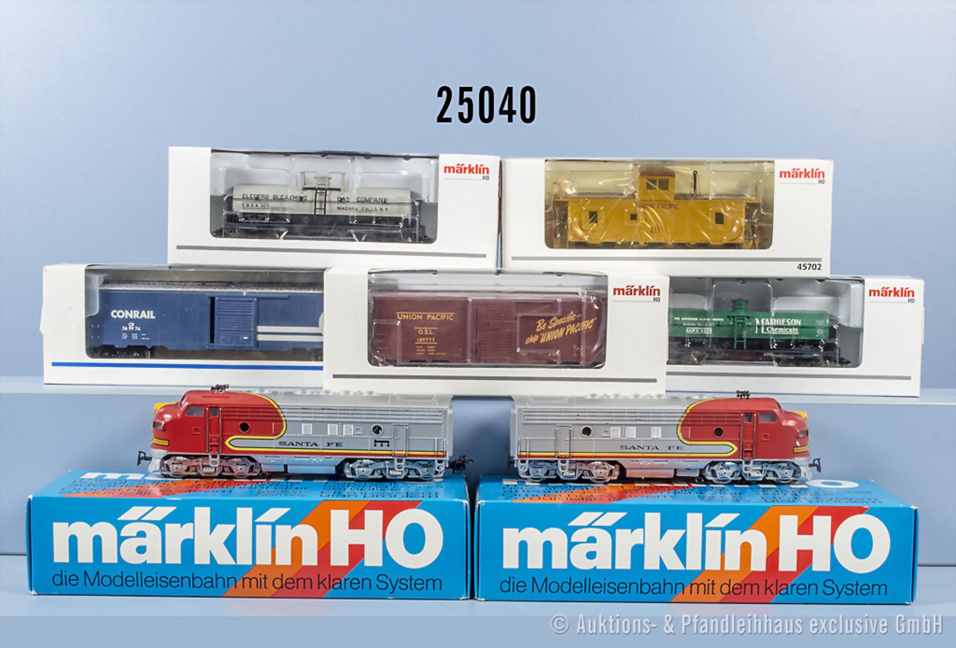 Märklin H0 Güterzug, dabei 3060 Typ 3 Diesellok der Santa Fe, BN 337, mit Antrieb, 4060 ...