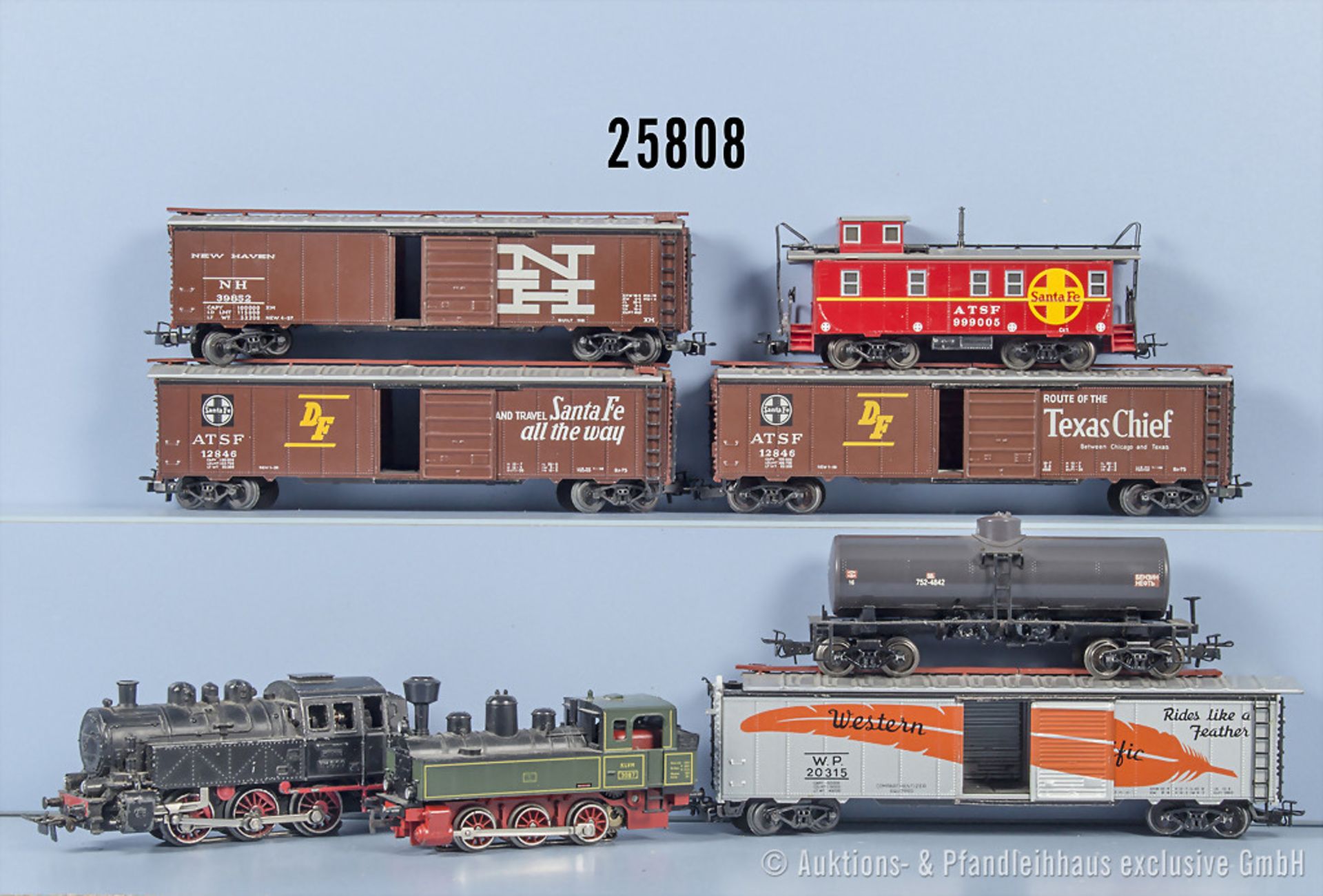 Märklin H0 Zug, dabei TM 800 Tenderlok, 3087 Tenderlok der KLVM, 5 Güterwagen und 1 ...